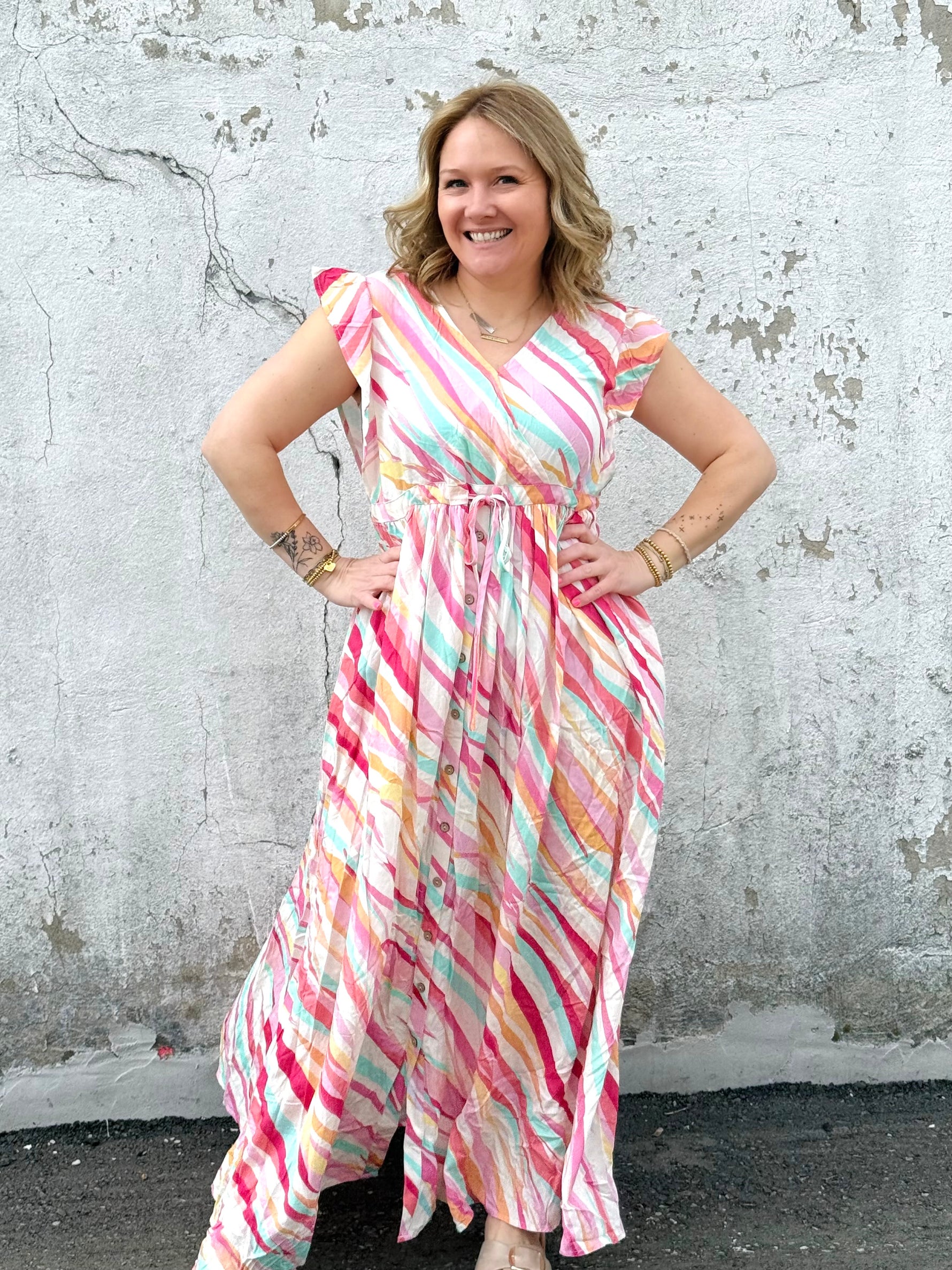 Slanted Symphony Dress in Pink {S-L} - KaraMarie