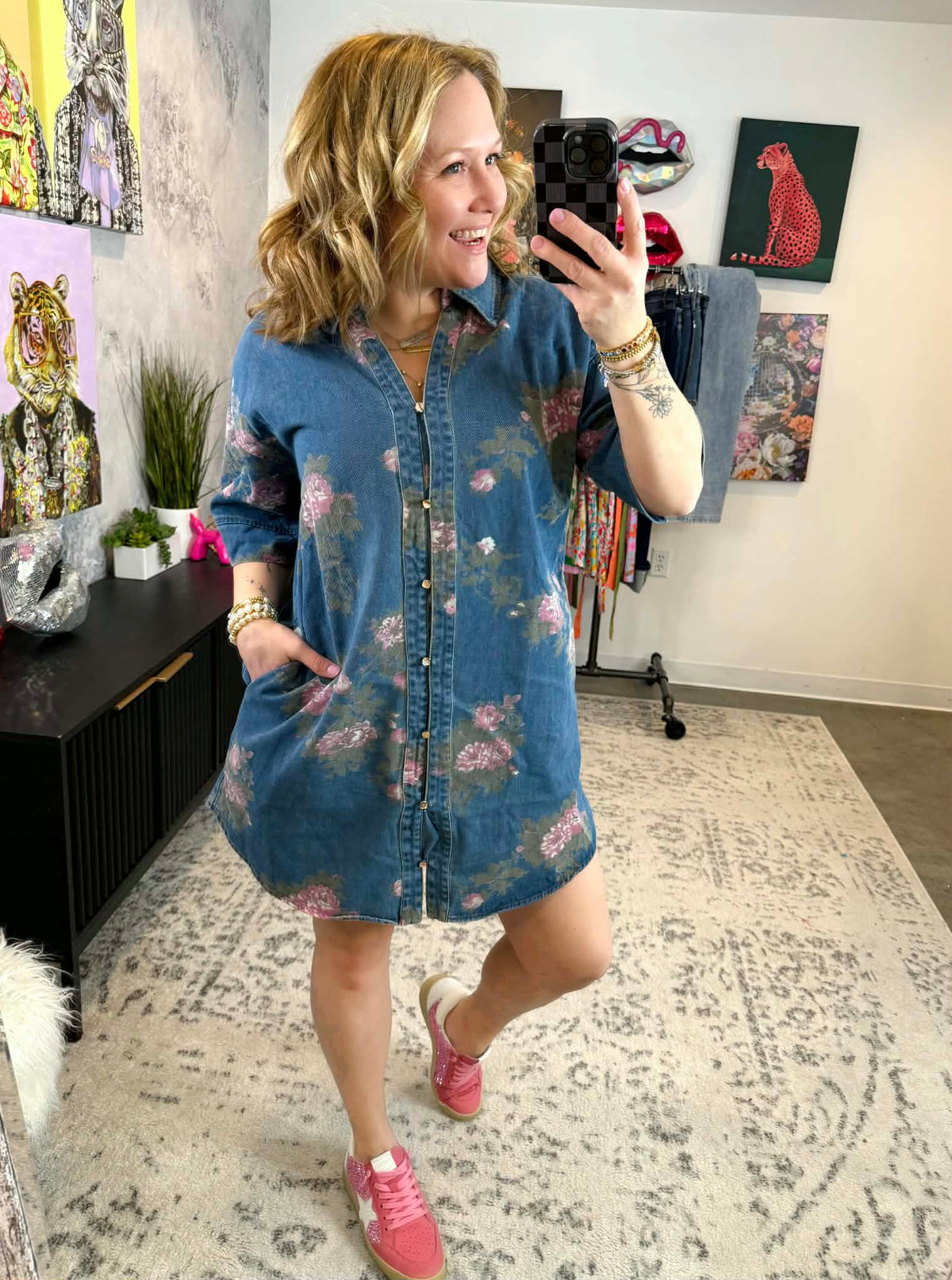 Floral Days Denim Dress {S-L} - KaraMarie