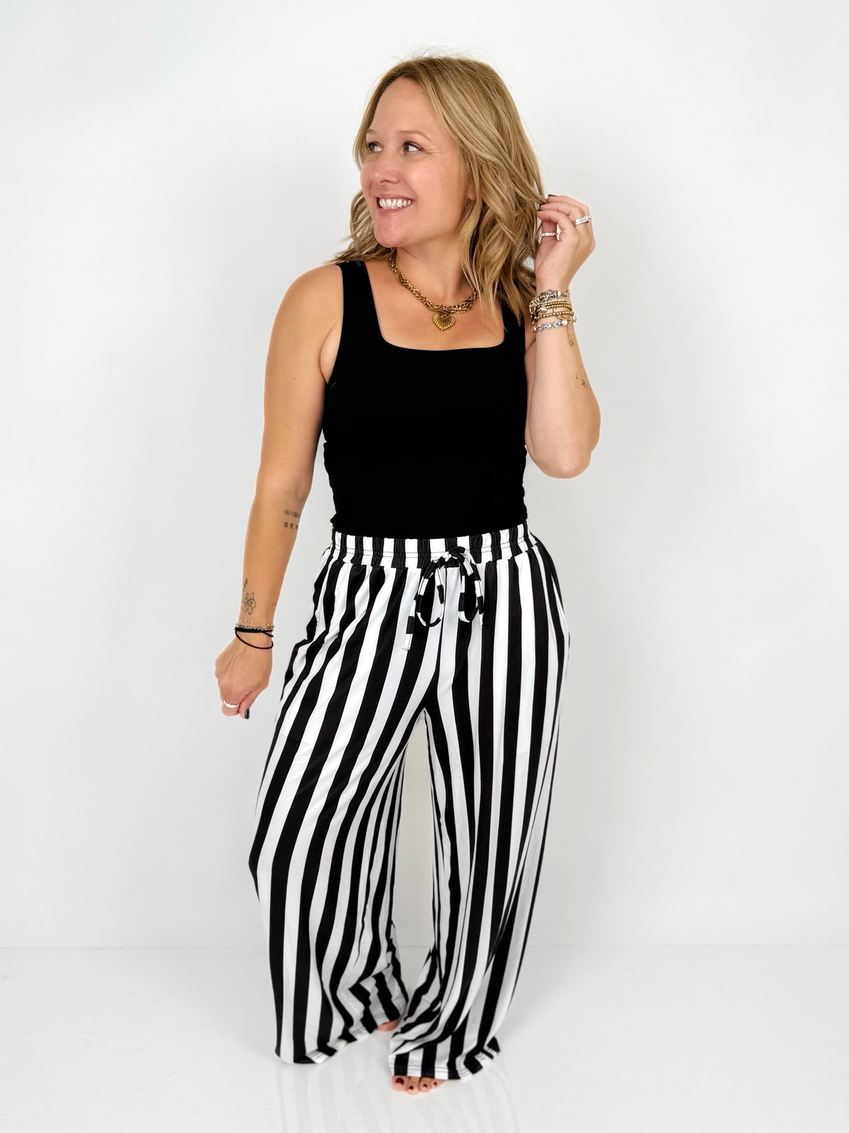 Blakeley Vertical Vibes Stripe Pants in Black {XS-2X}
