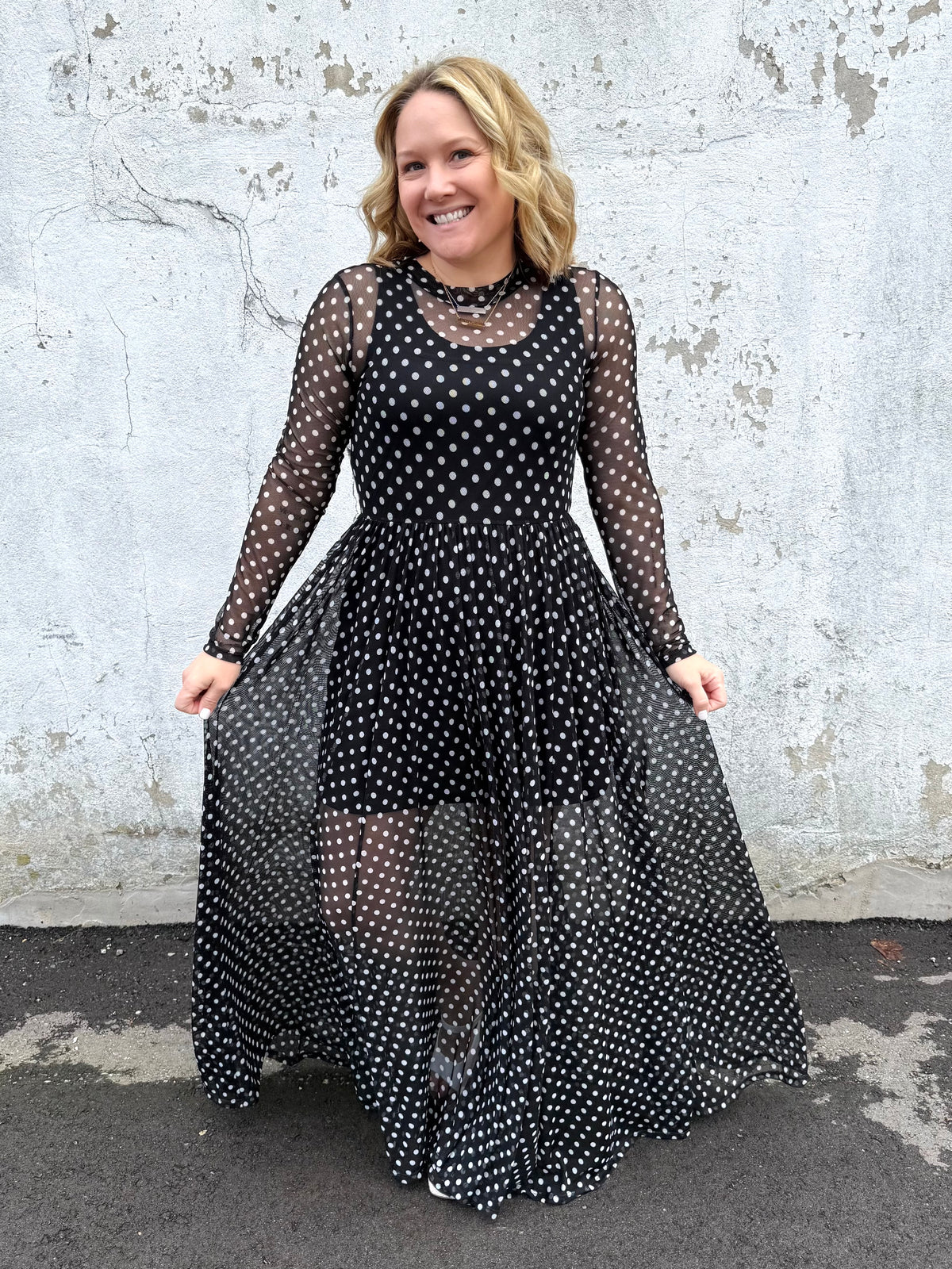 Dot Allure Mesh Dress {S-XL} - KaraMarie