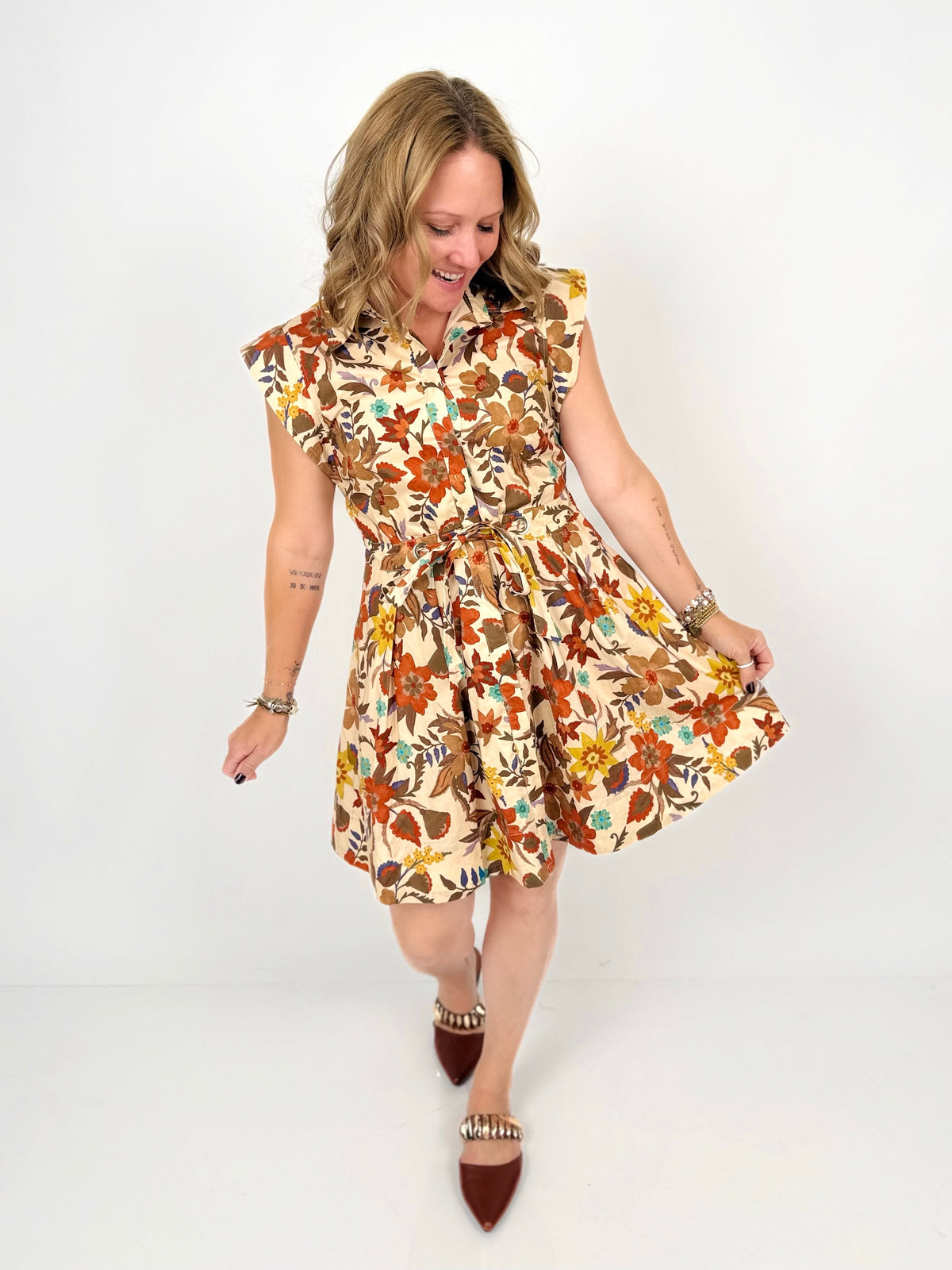 Fall Floral Mini Dress {S-L} - KaraMarie