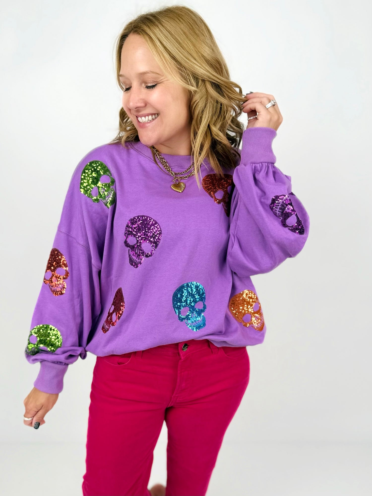 Sequined Skulls Sweatshirt {S-L}