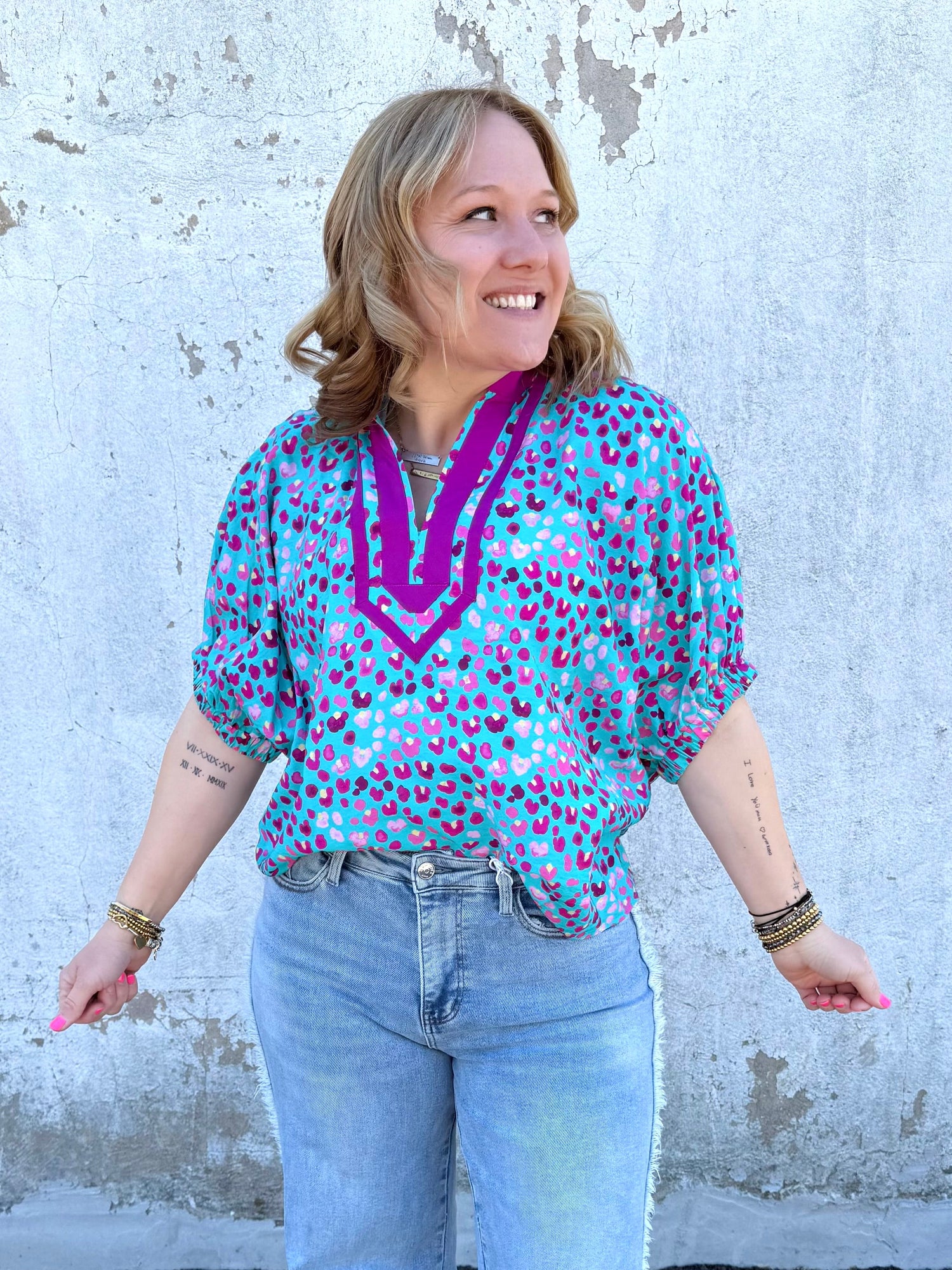 Polished Print Blouse - Purple {S-2X} - KaraMarie