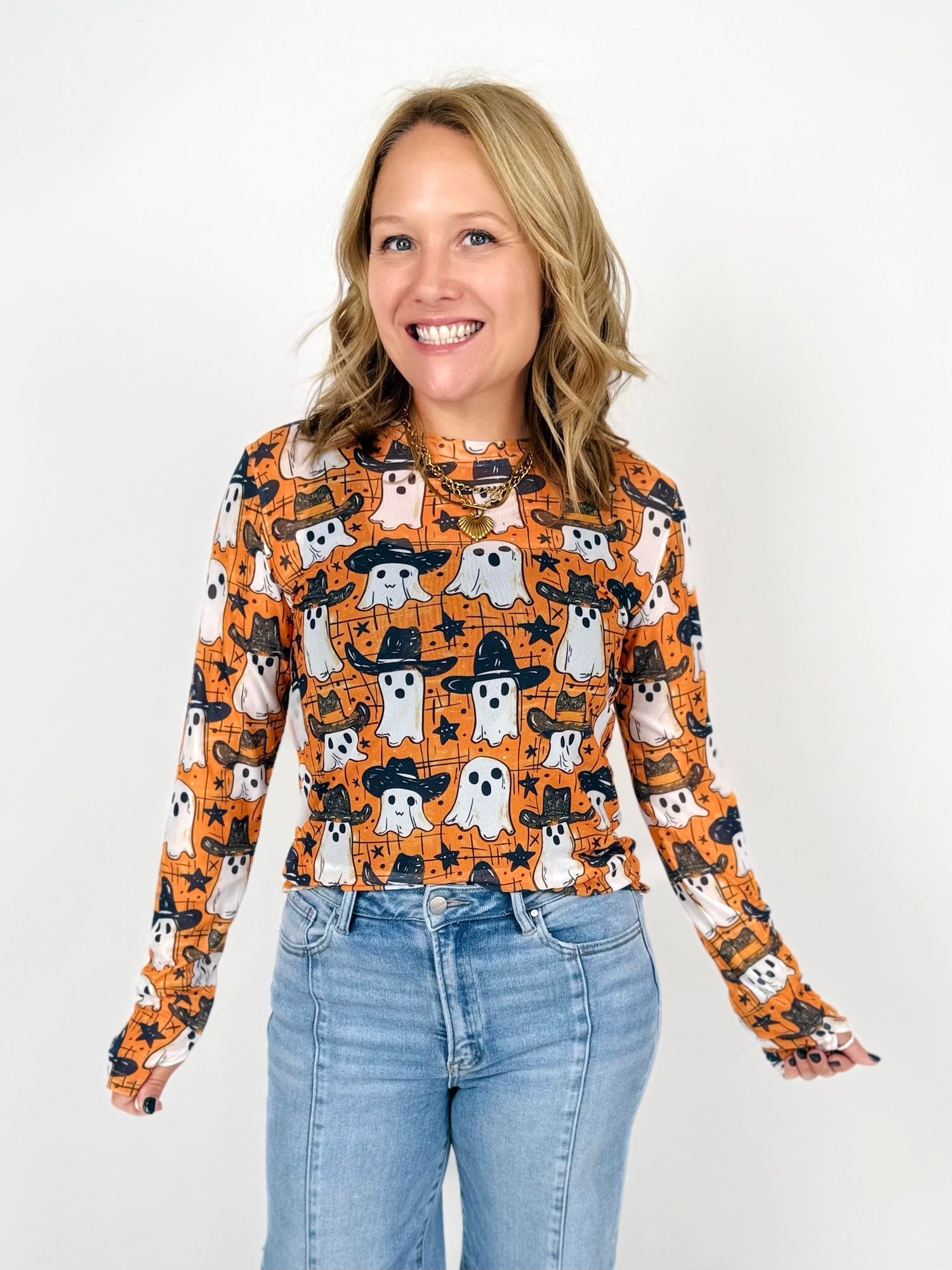 BLAKELEY Dress It Up Mesh Tops - Cowboy Ghost {S/M-2X}