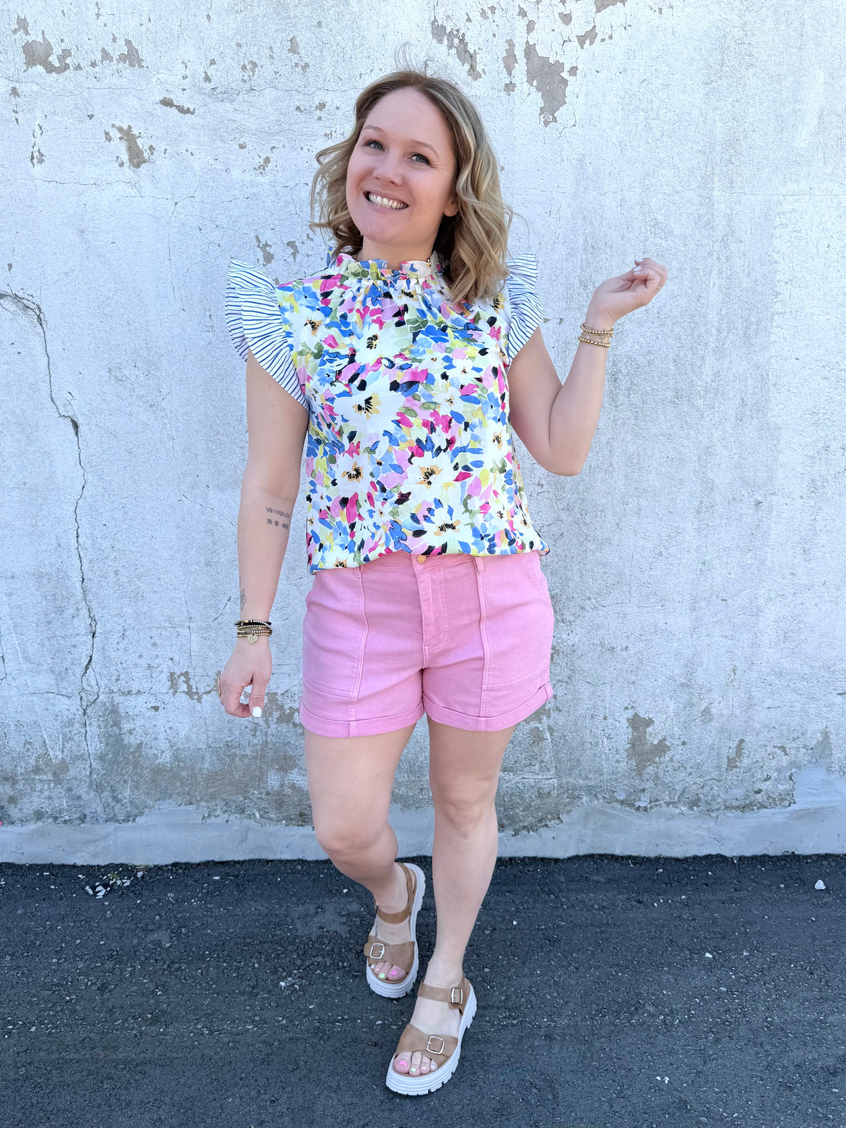 Judy Blue Pink Lemonade Cuffed Shorts {S-XL} - KaraMarie
