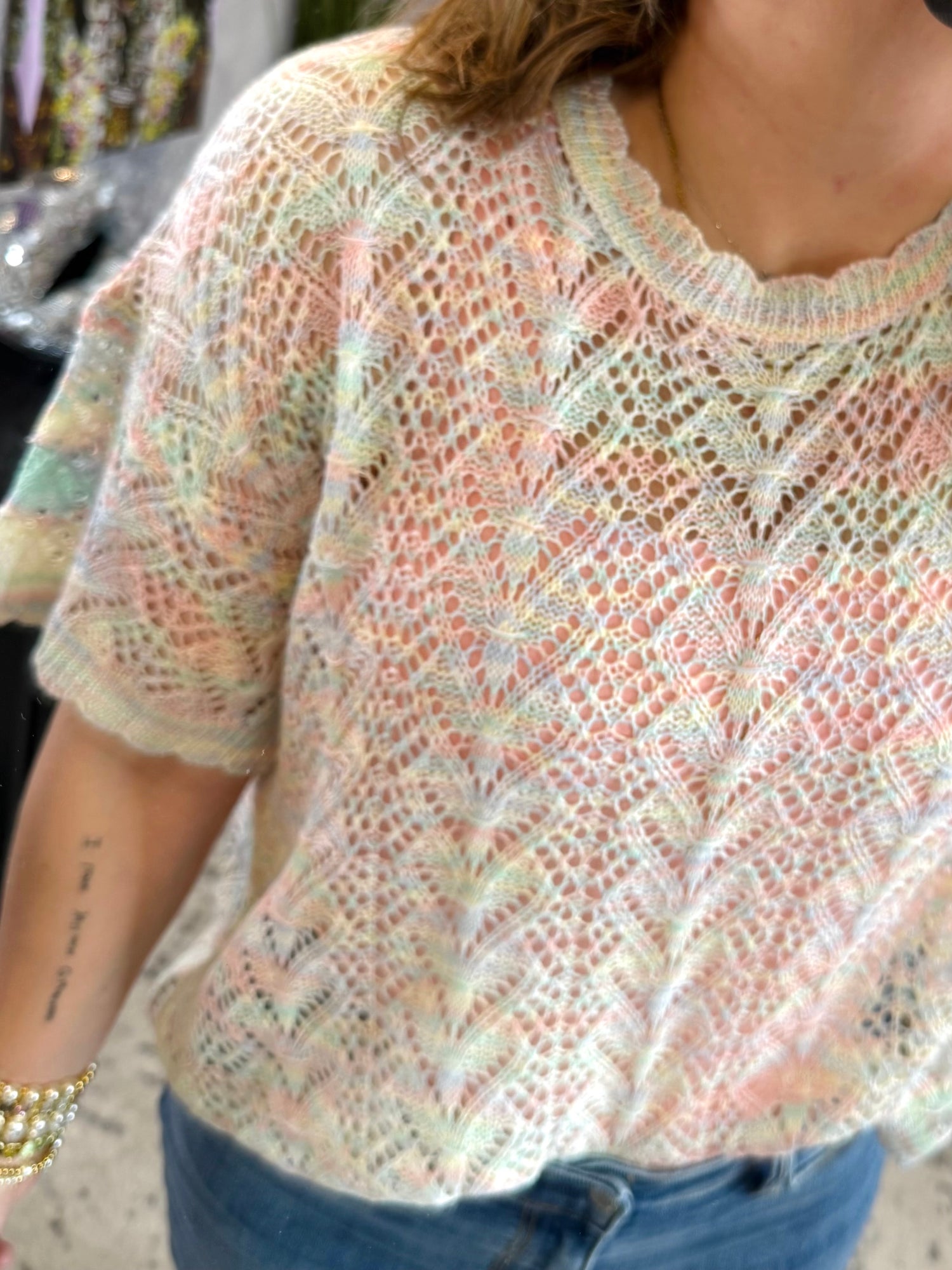 Airlight Open Knit Sweater Top {S-3X} - KaraMarie