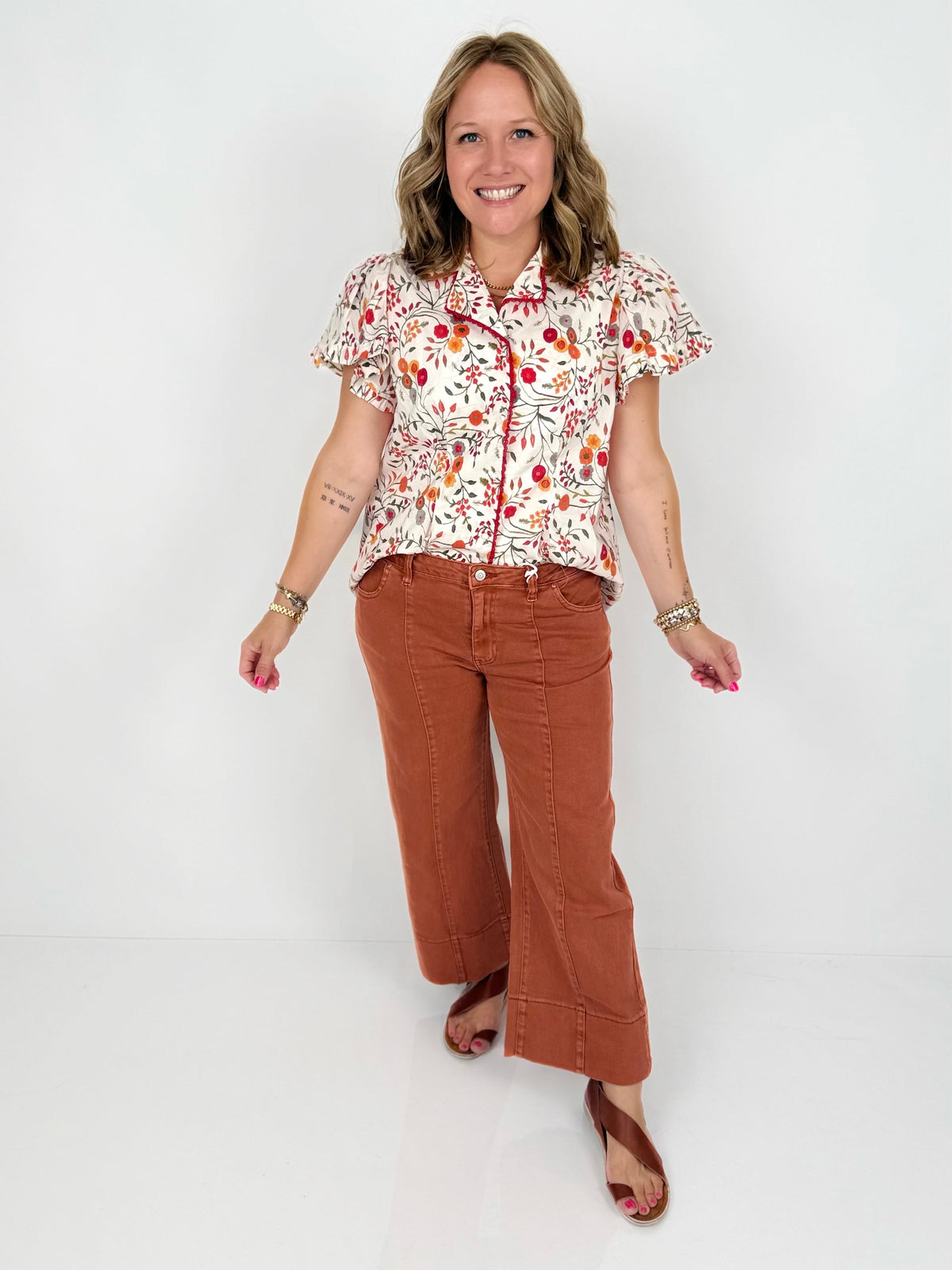 Easy Fit Cropped Wide-Leg Denim Pants - Fall Colors! {S-3X}