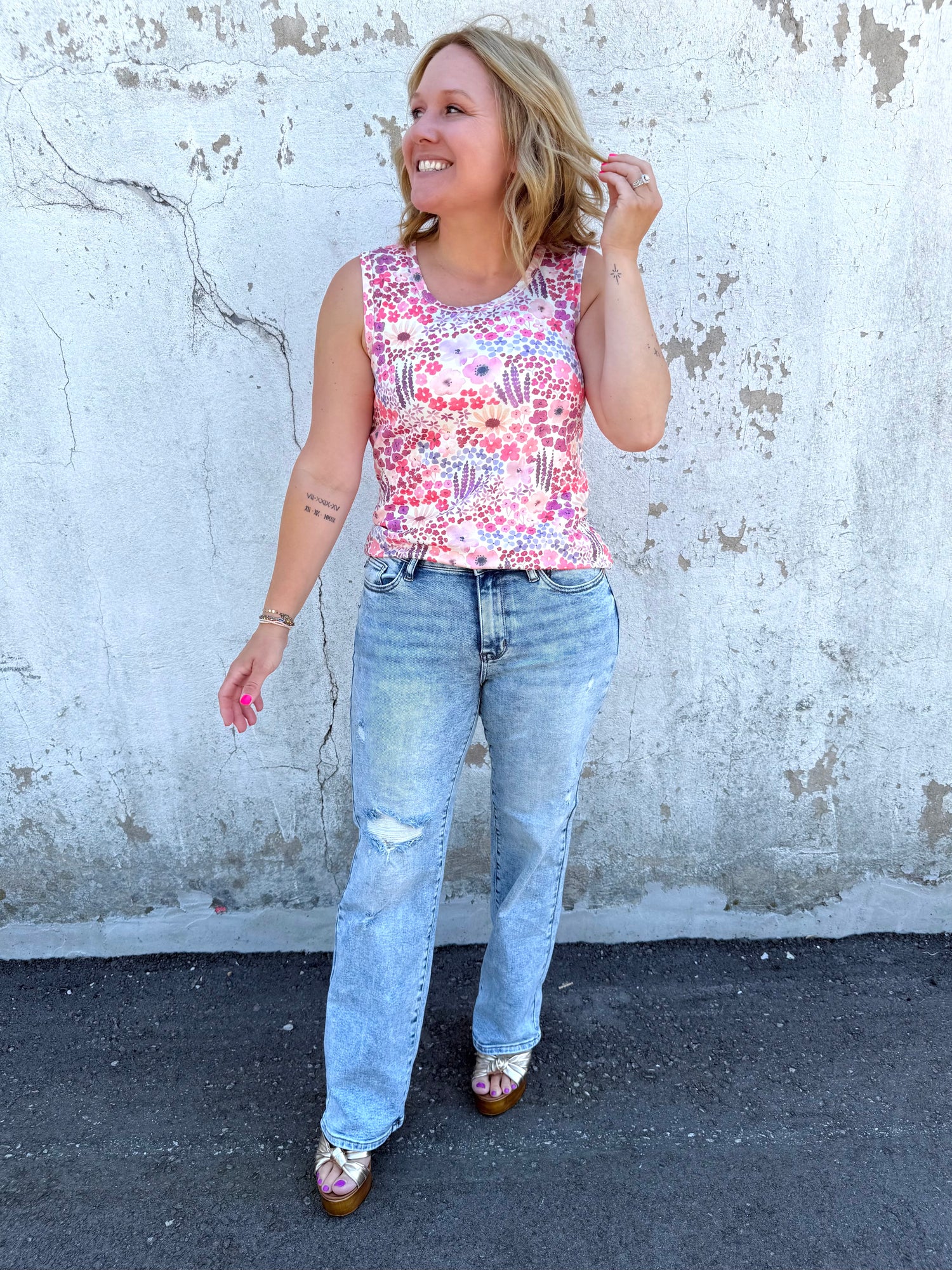 MM Ava Tank - Coral Sunset Floral {S-3X}