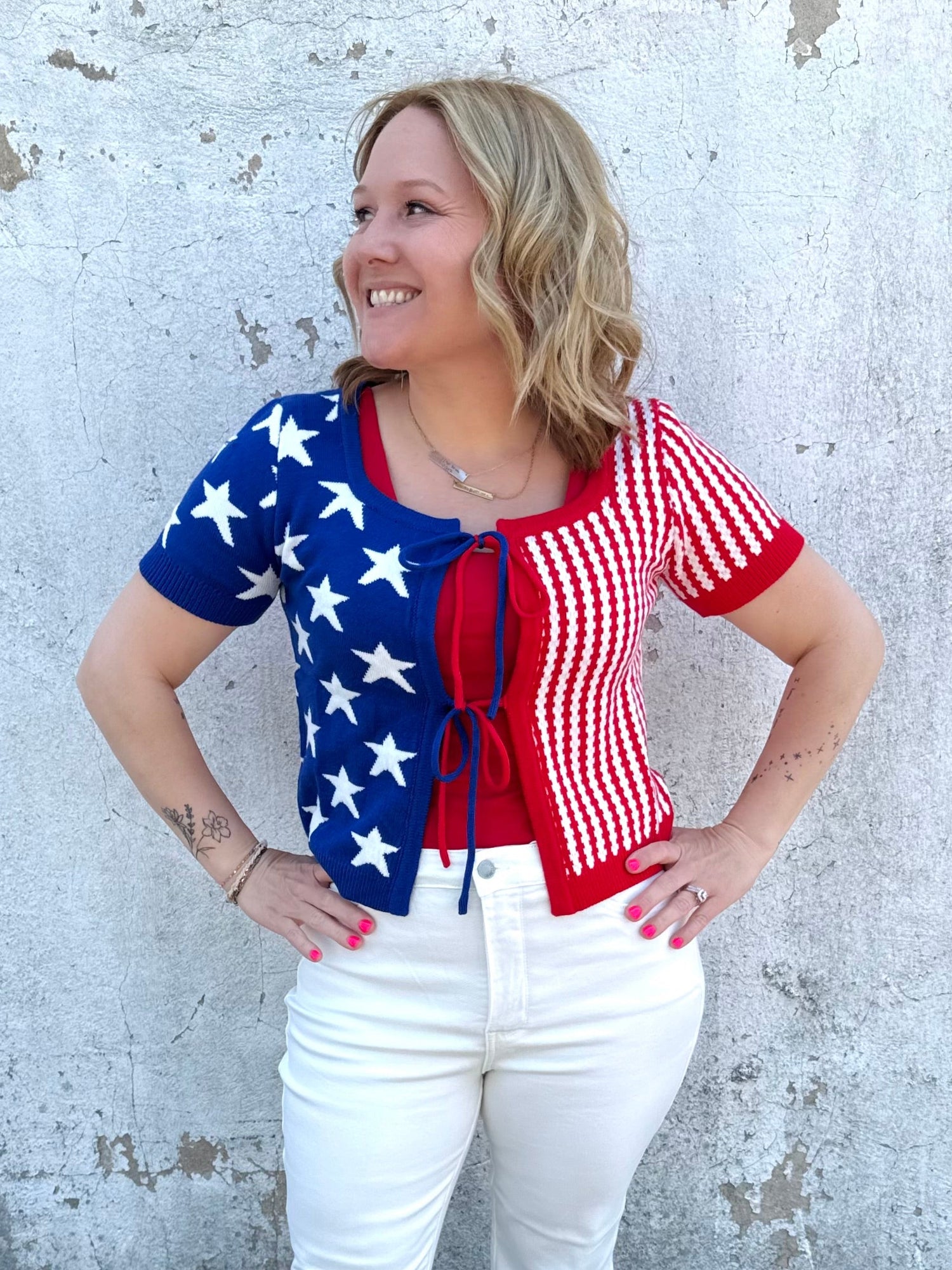 Freedom Flair Tie-Front Sweater Top {S-XL} - KaraMarie