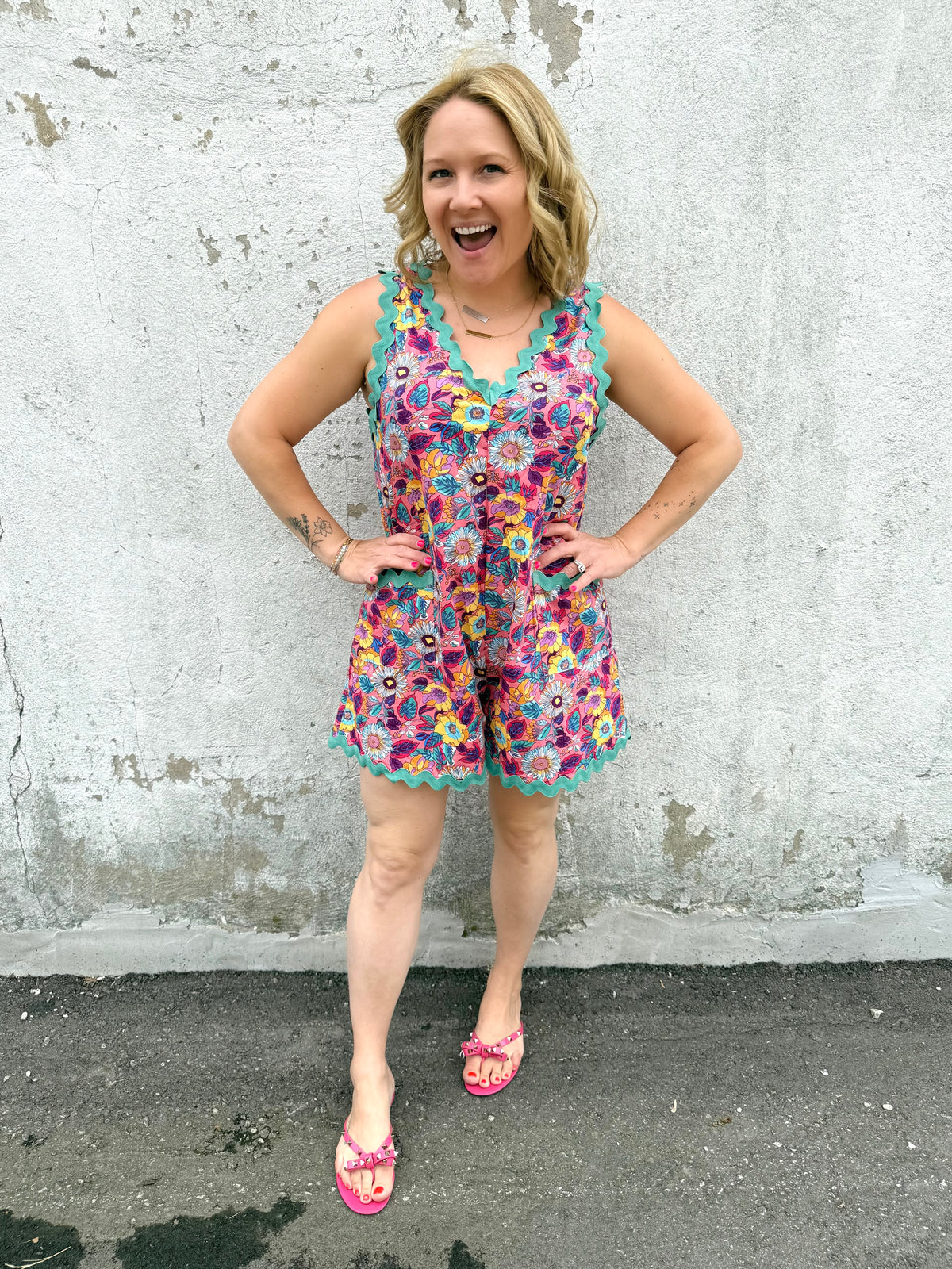 Wavy Garden Romper {S-3X} - KaraMarie