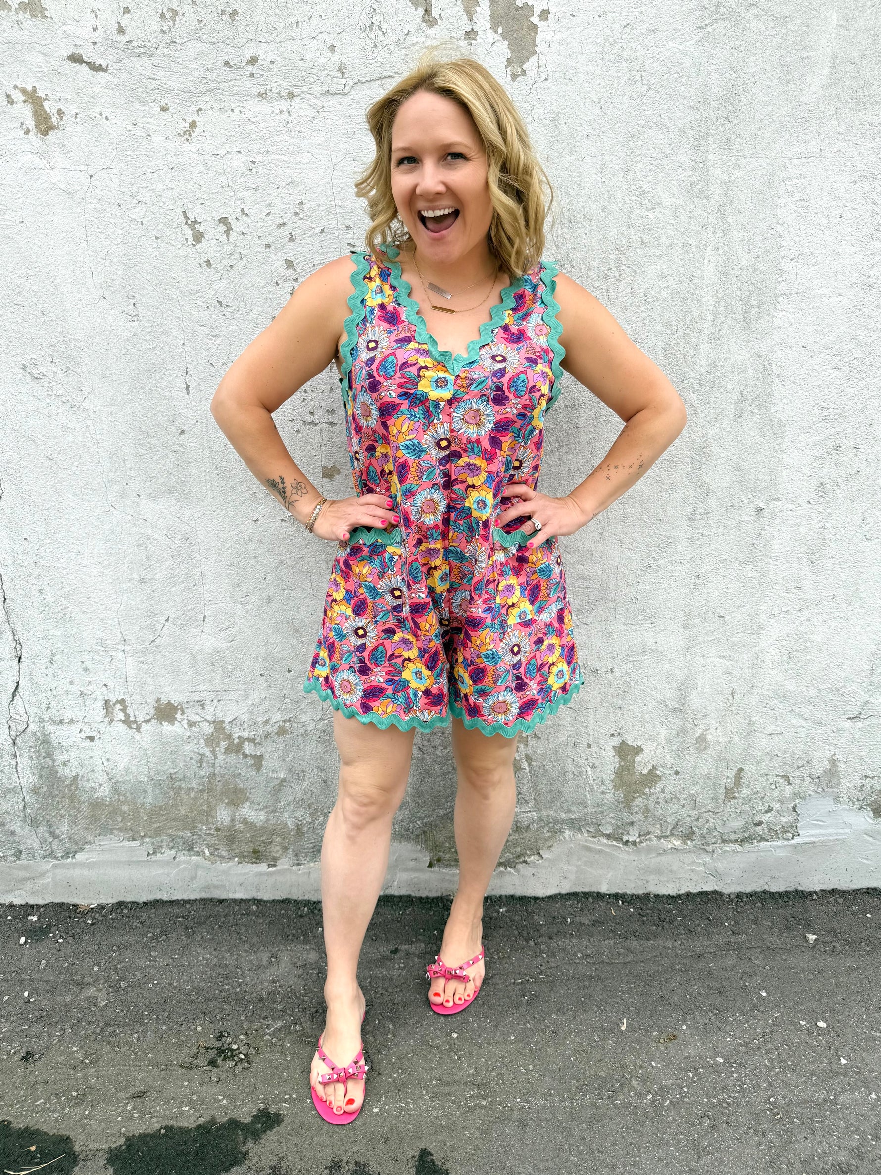 Wavy Garden Romper {S-3X} - KaraMarie