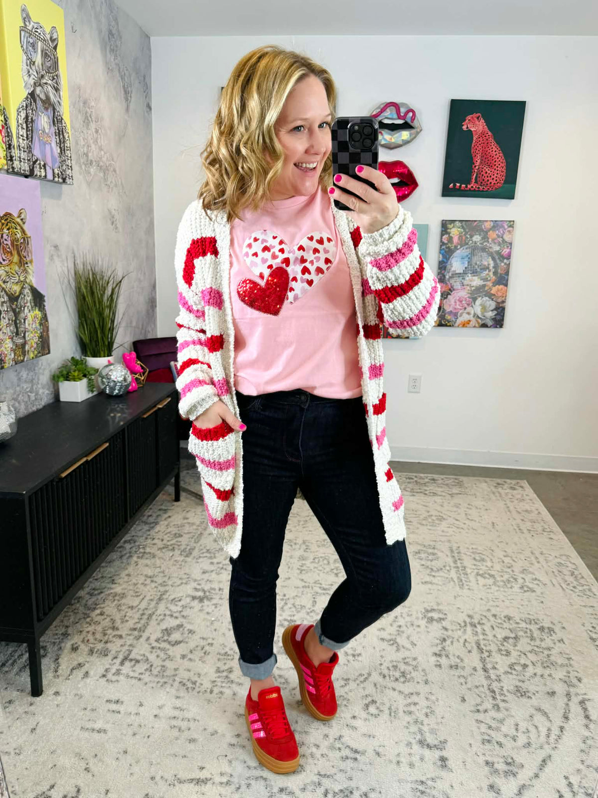MM Valentine's Stripe Cardigan {XS-2X} - KaraMarie