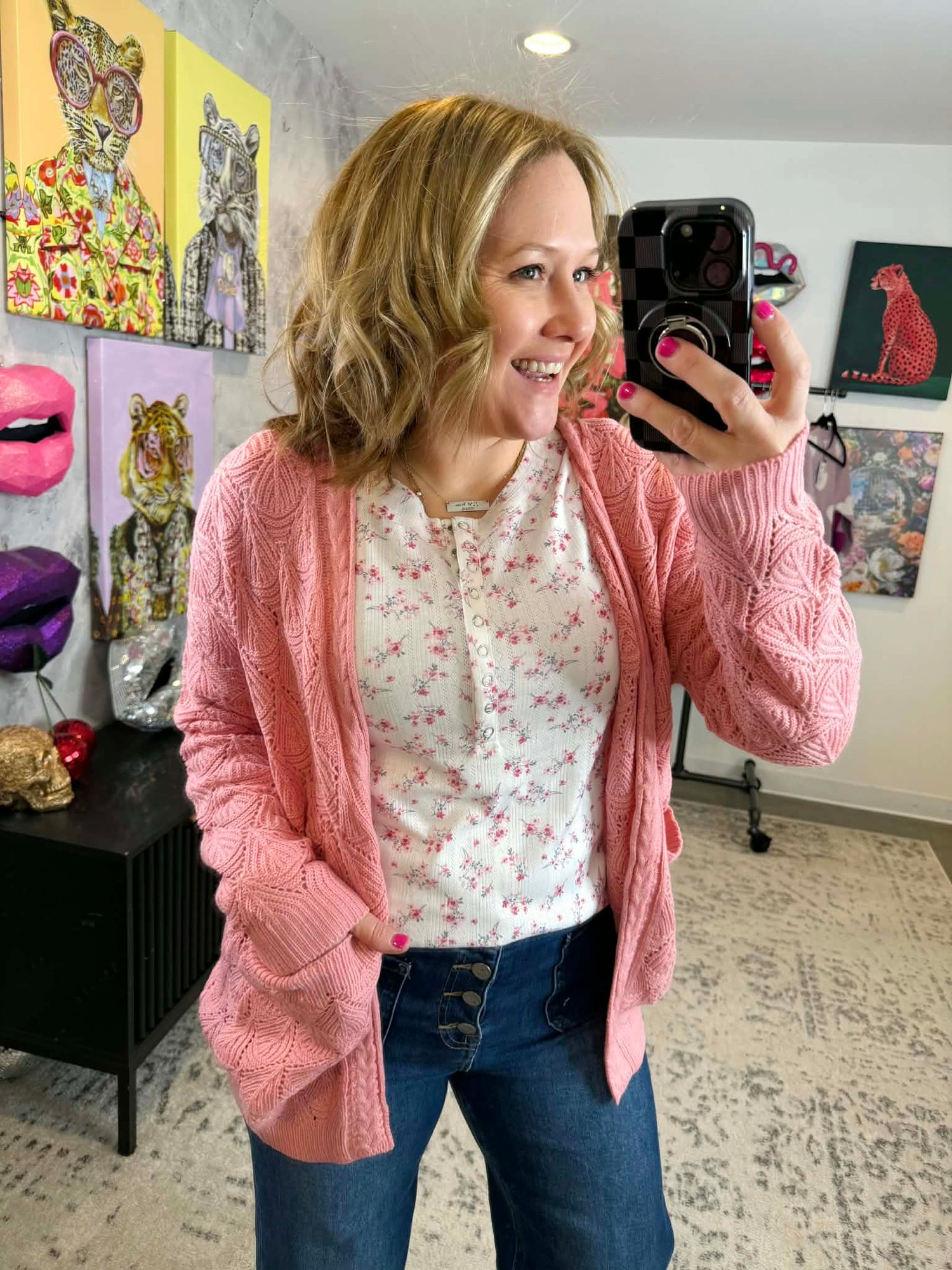 MM Open Knit Cardigan - Rose {S-3X} - KaraMarie