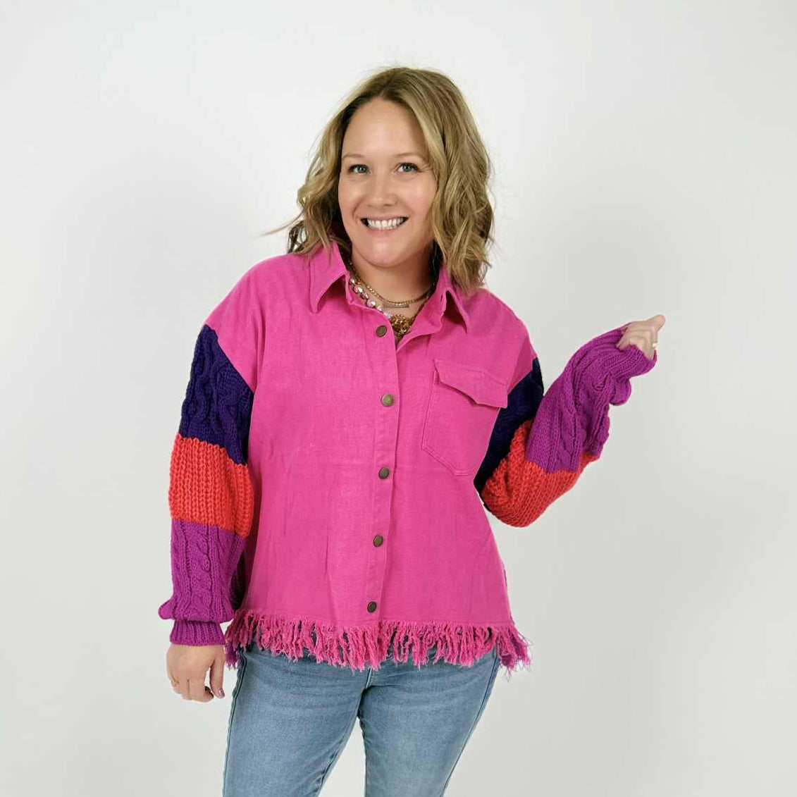 PINK DOORBUSTER! Fringe Vibe Shacket{S-L} - KaraMarie