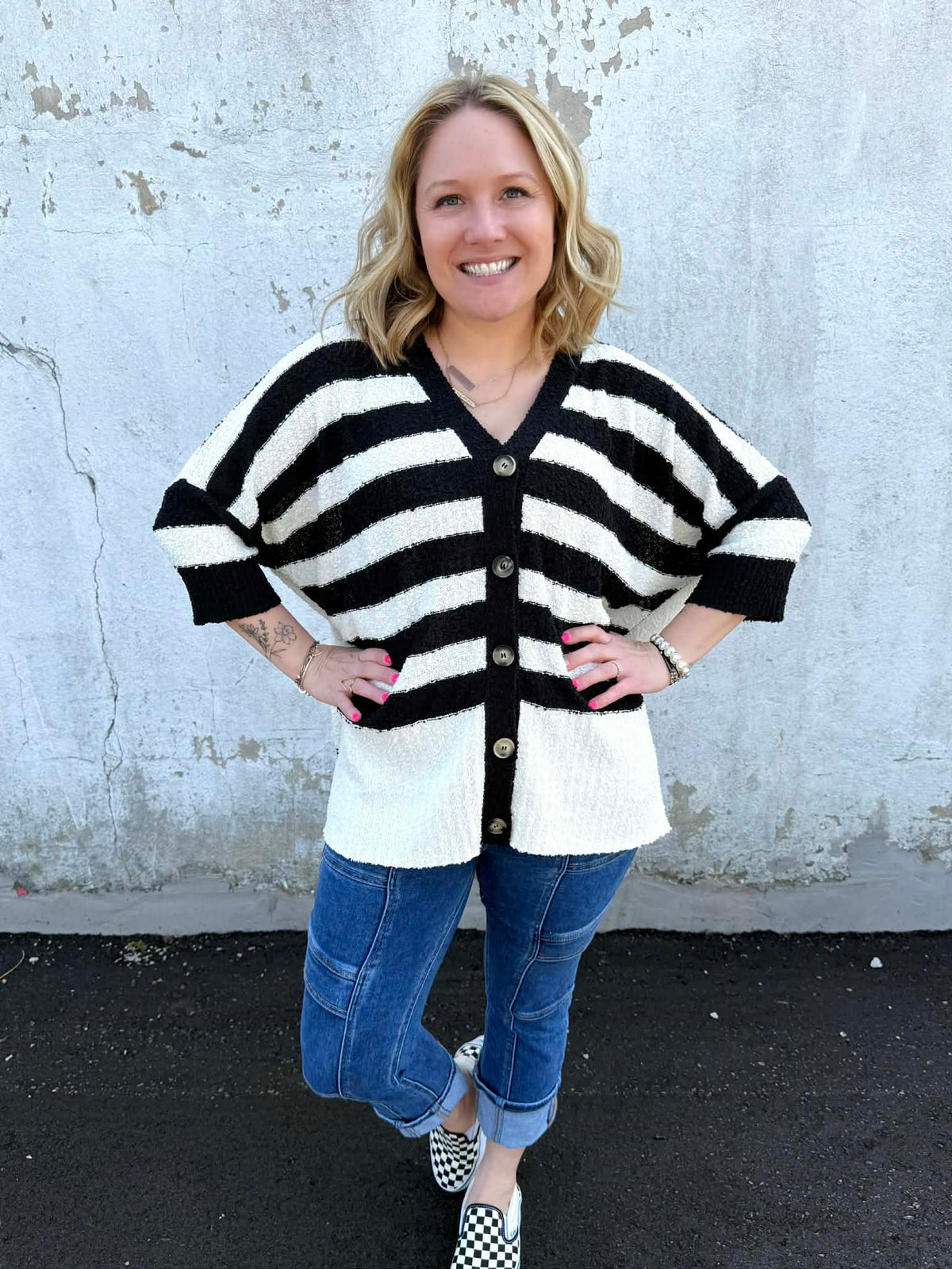 Layered Comfort Buttoned Cardigan in Black {S-L} - KaraMarie