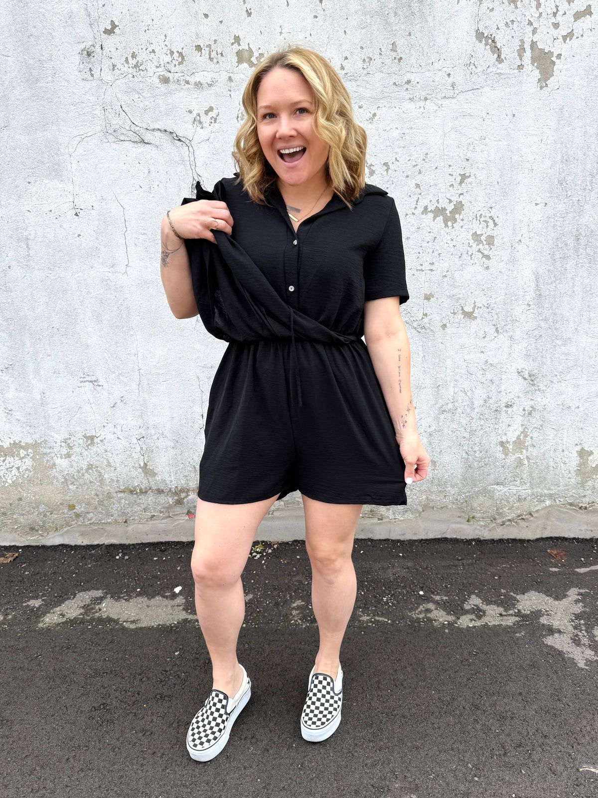 Flirty Romper Dress in Black {S-3X} - KaraMarie