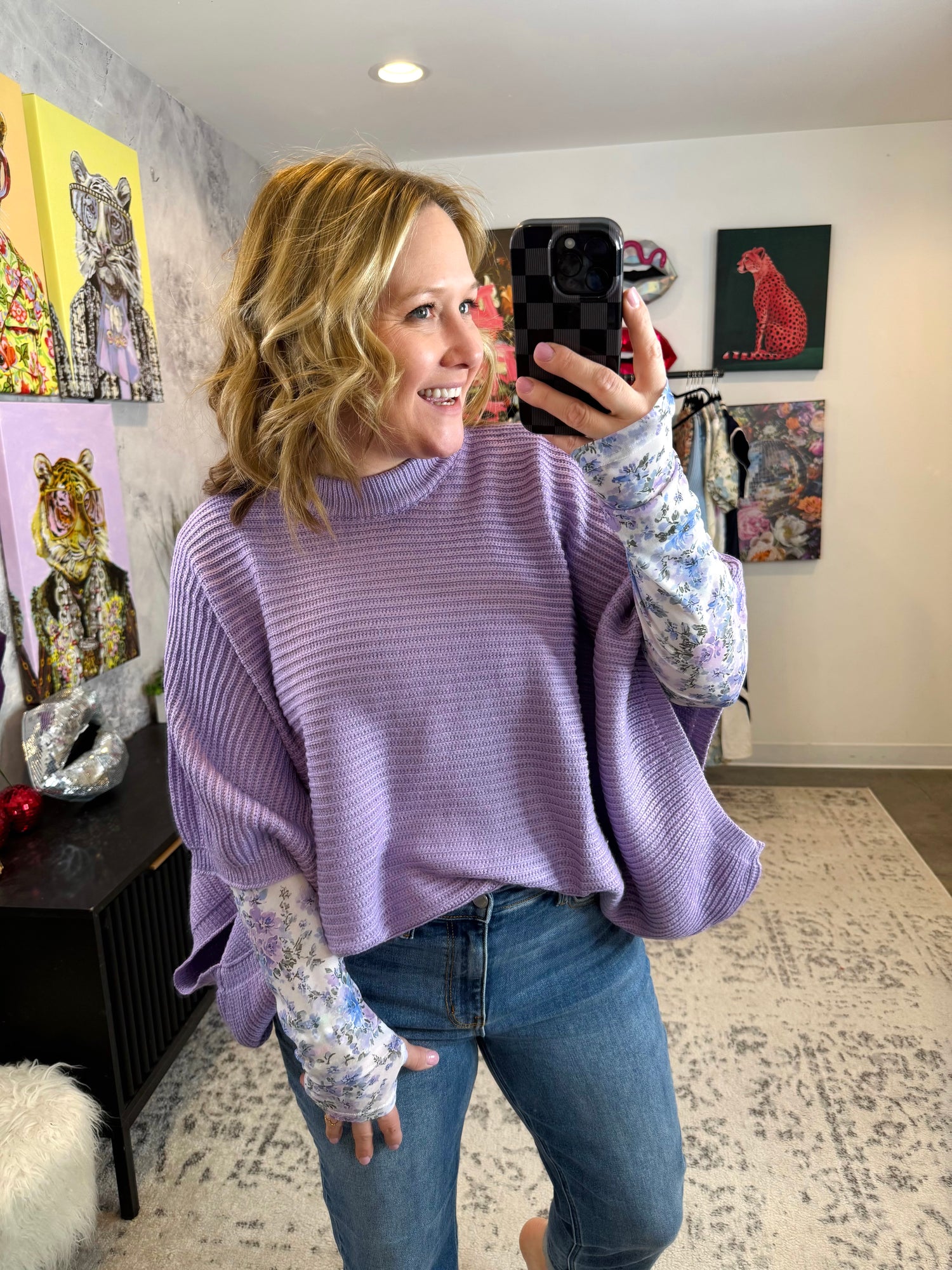 Meg Pullover Poncho - Purple {XS-CURVY} - KaraMarie