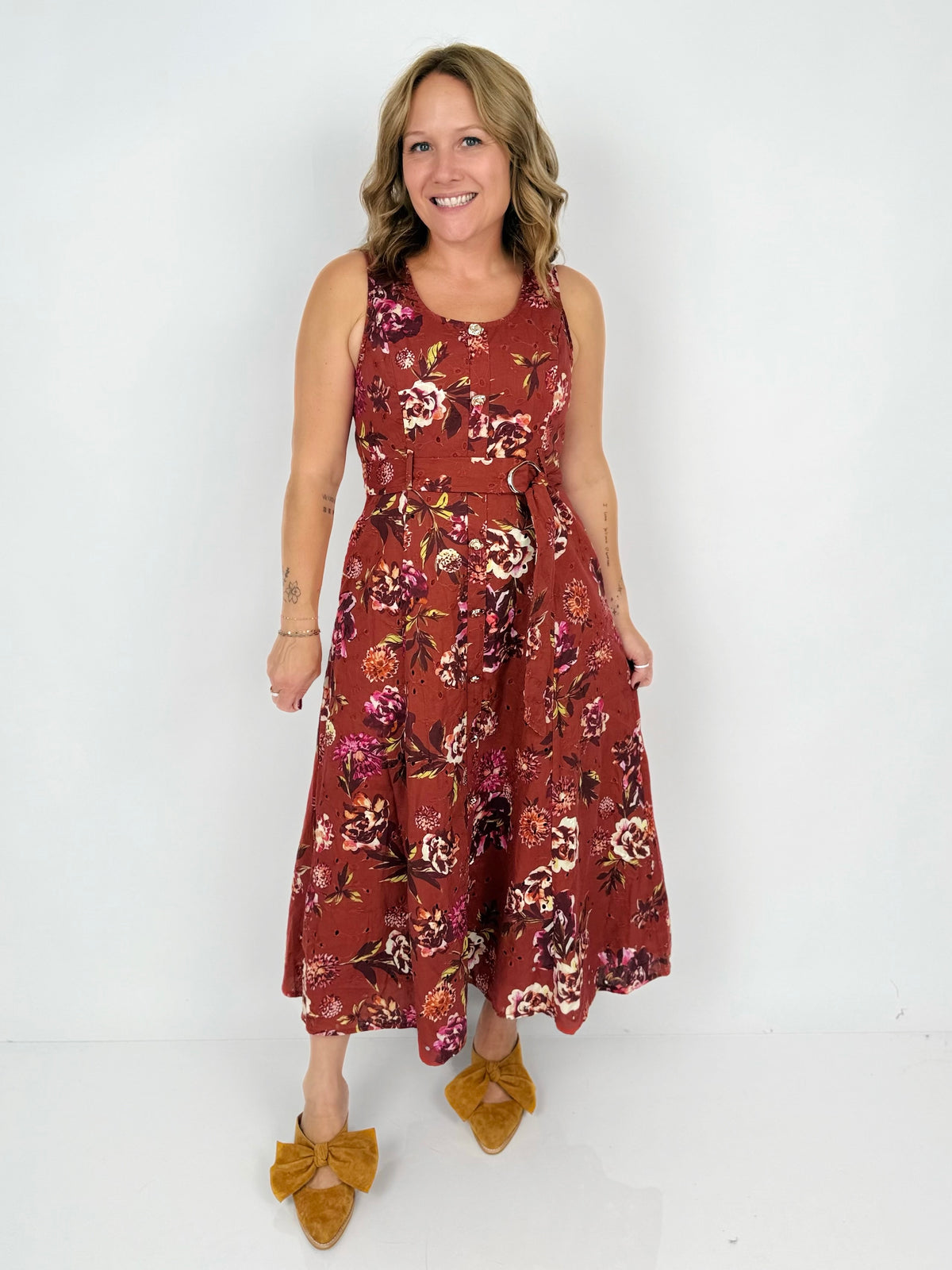 Blooms & Belt Eyelet Dress {S-L} - KaraMarie