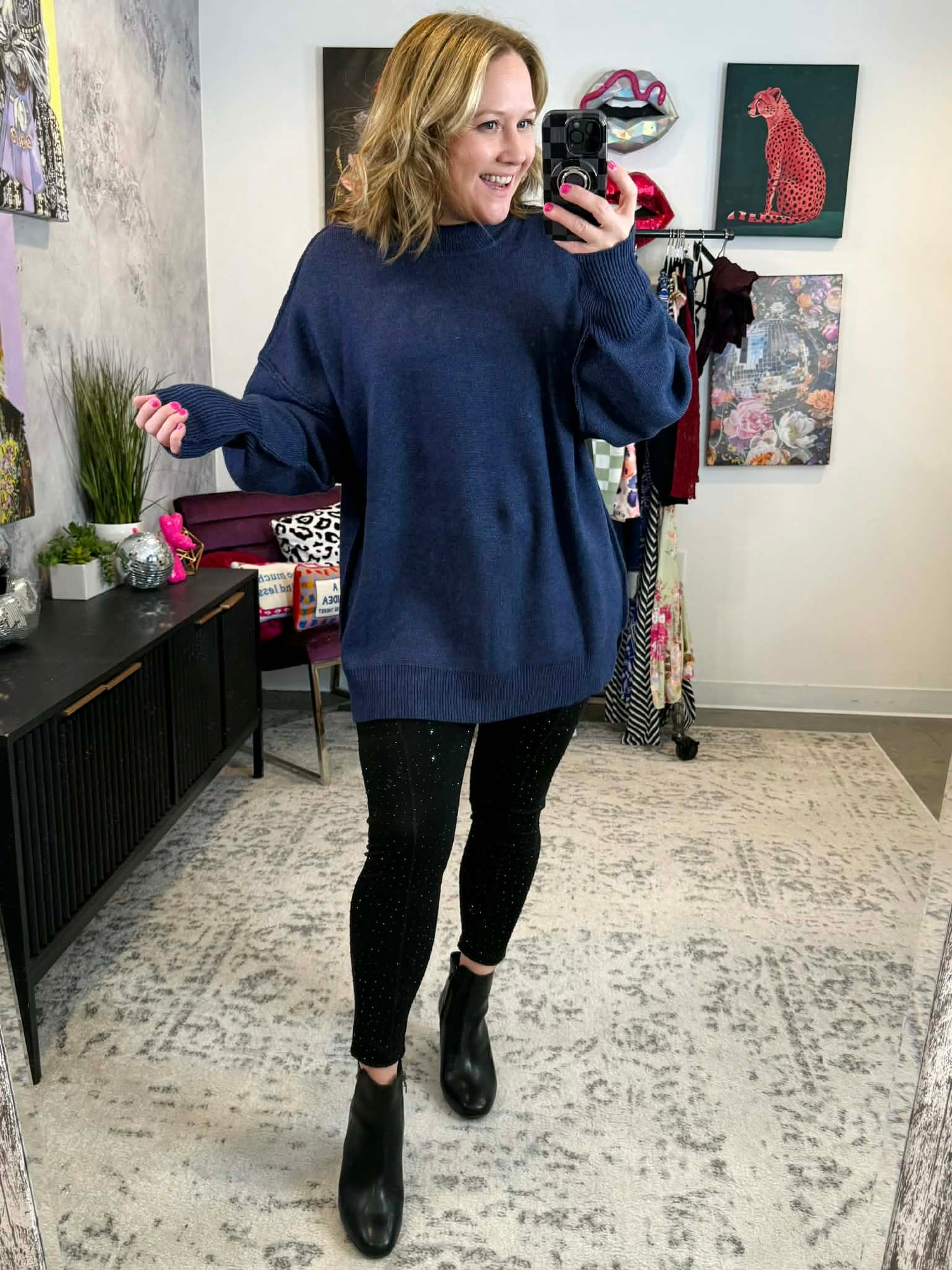 MM Aurora Cozy Sweater - Navy {S-2X} - KaraMarie