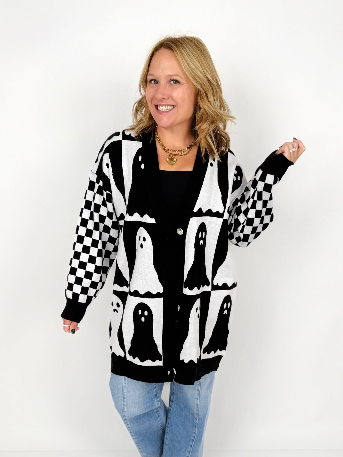 Ampersand Oversized Cardigan - Ghouls Night Out {SM-LXL}