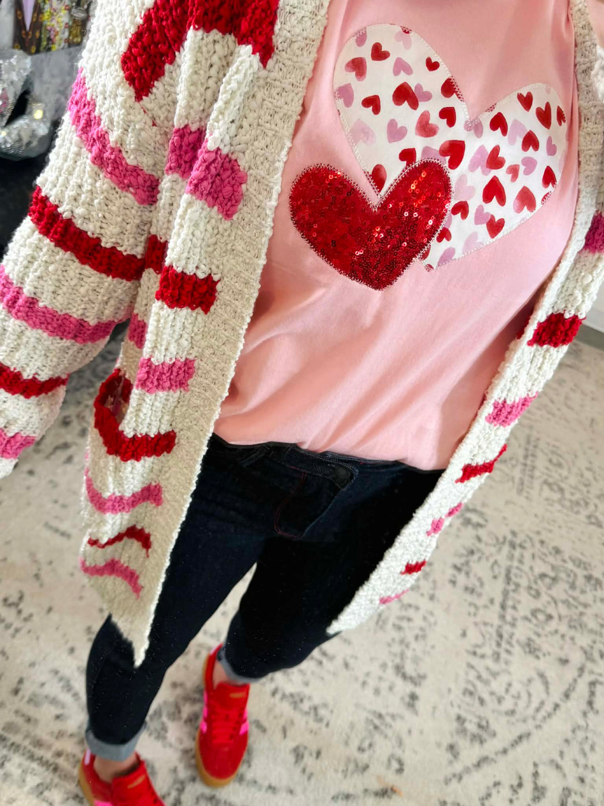 MM Valentine's Stripe Cardigan {XS-2X} - KaraMarie