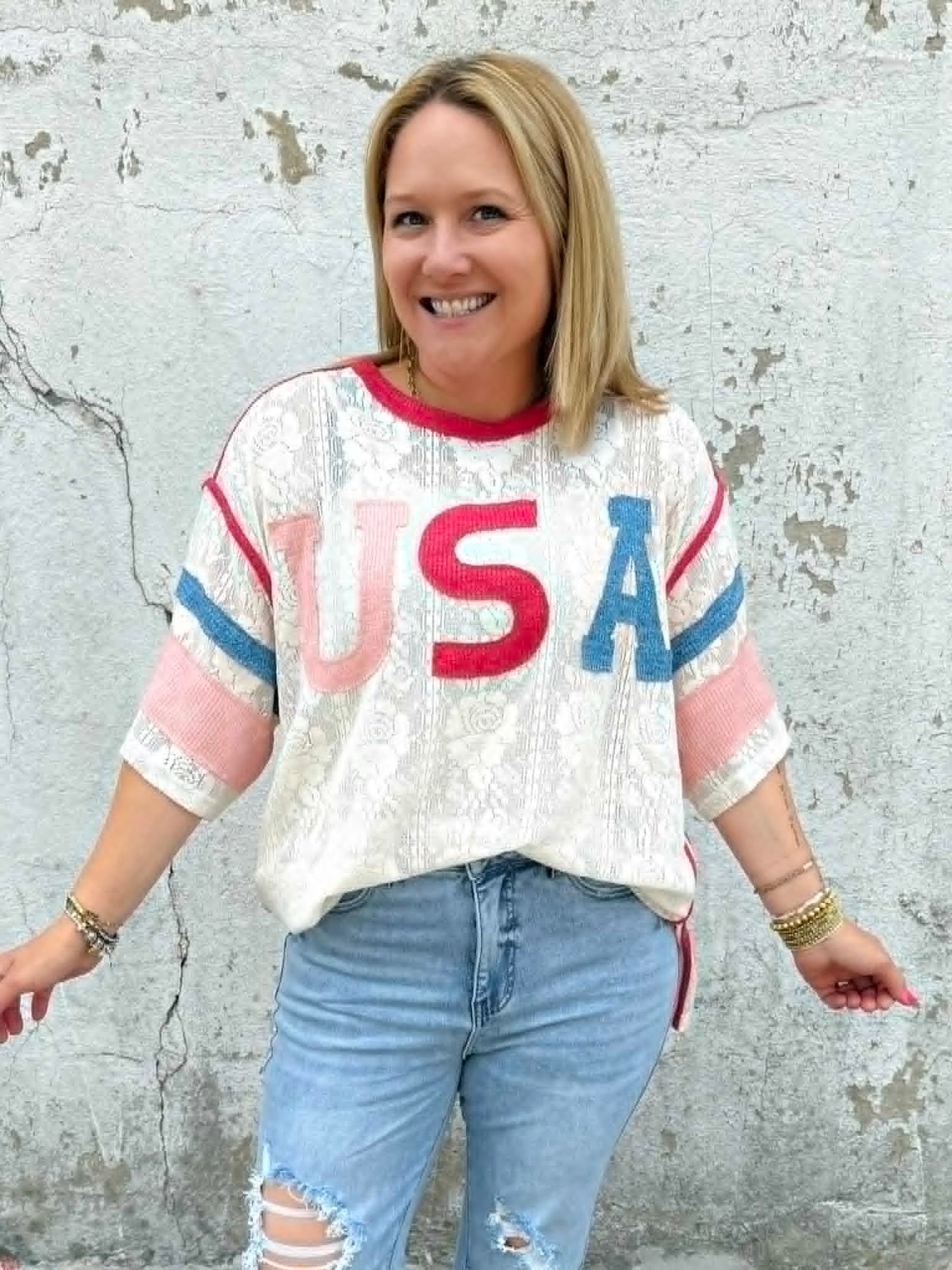 Patchwork USA Lace Top {S-3X} - KaraMarie