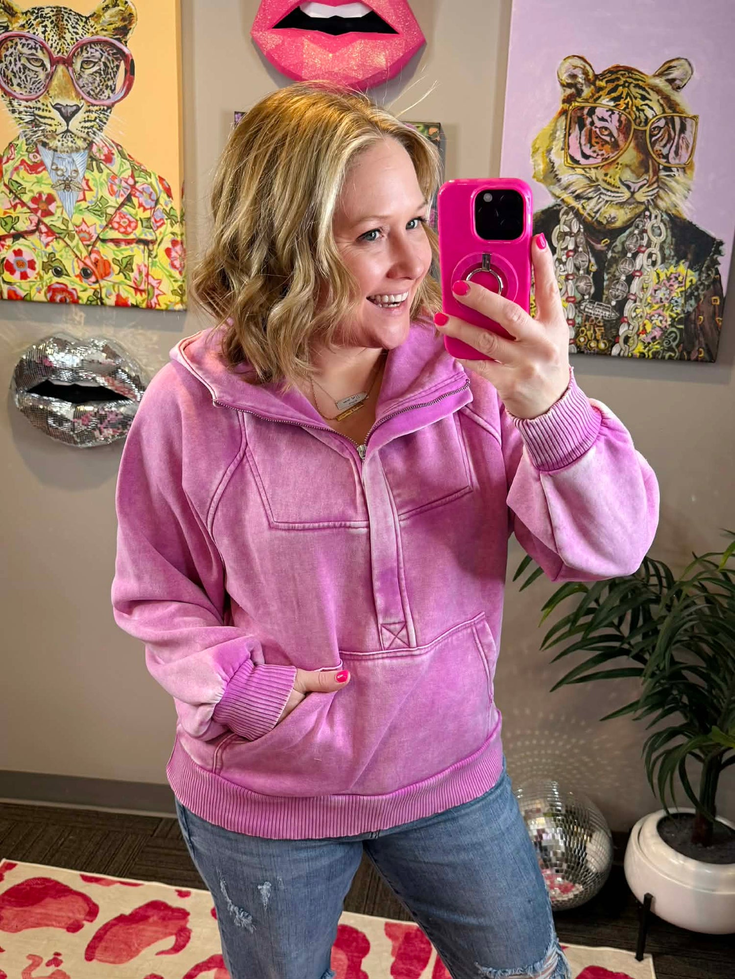 Afterglow Acid Wash Hoodie - Mauve {S-L}