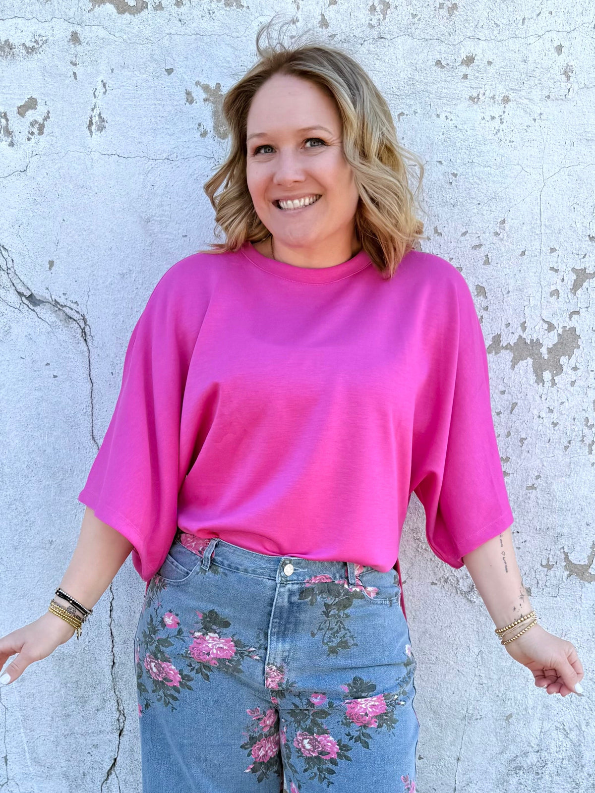 Relaxed Form Top - Pink {S-L} - KaraMarie
