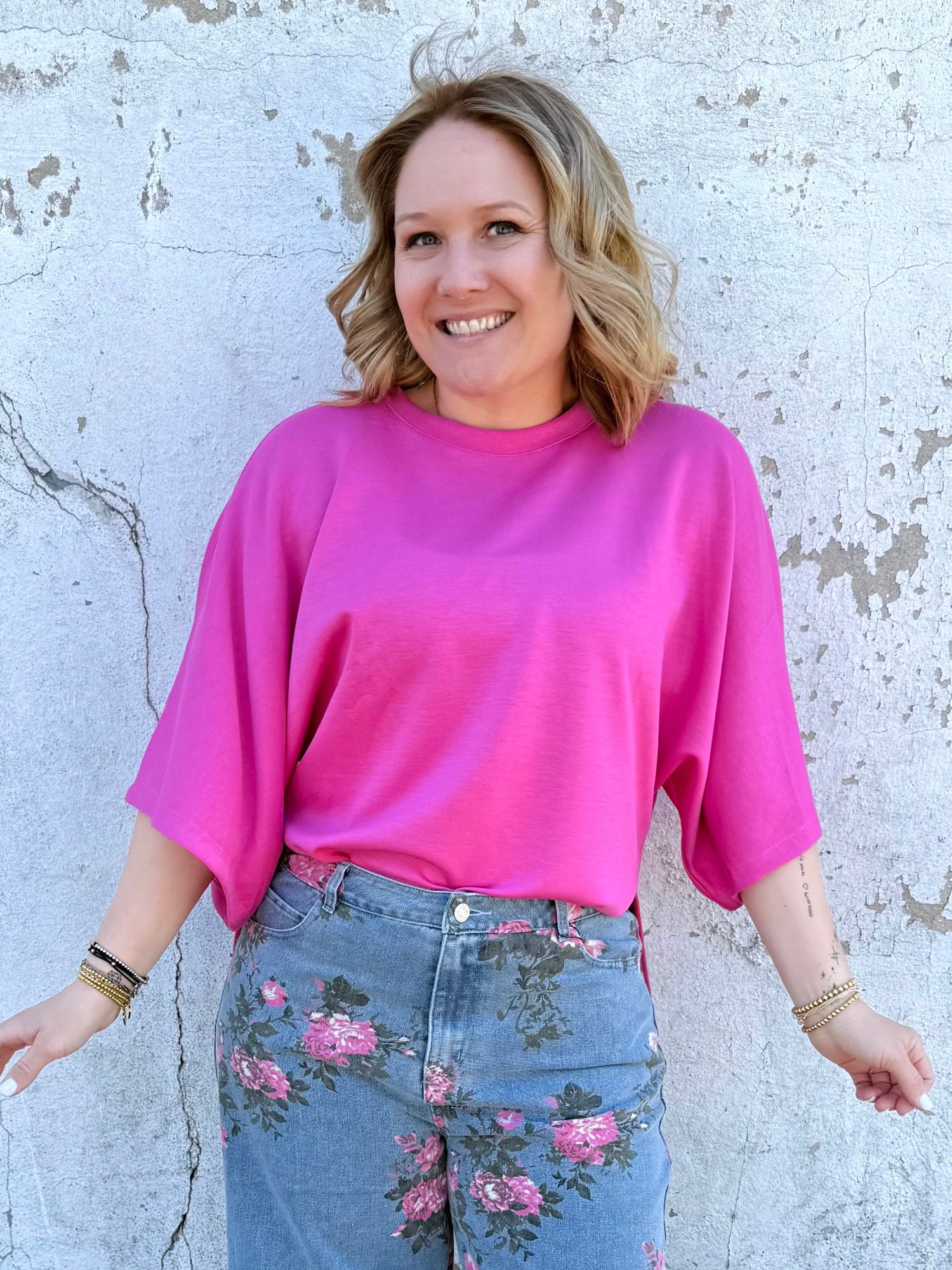 Relaxed Form Top - Pink {S-L} - KaraMarie