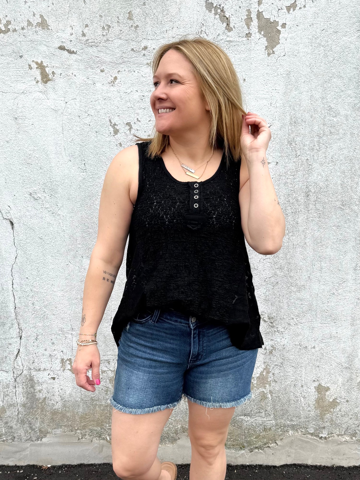 Let's Lace Sleeveless Top in Black {S-L}
