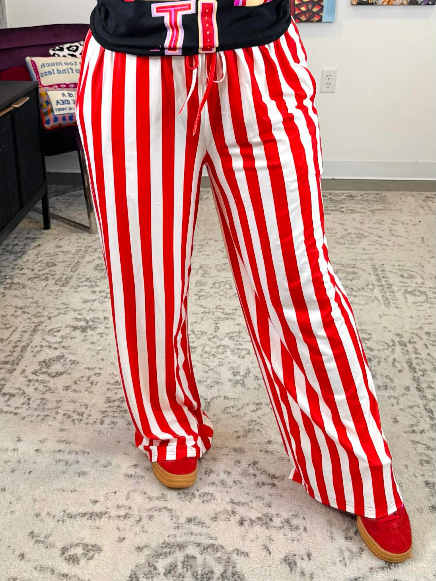 Blakeley Vertical Vibes Stripe Pants in Red {S/M-3X}