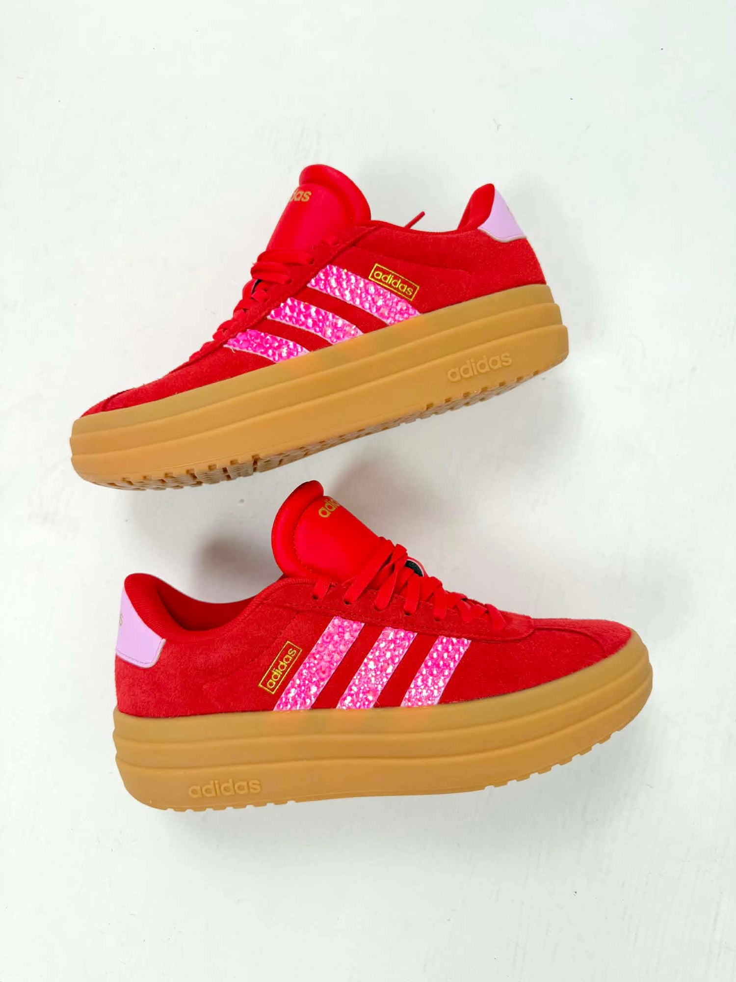 JANUARY CRYSTALLIZED SHOE OF THE MONTH! Adidas Red/Pink Platform Sneaker {CUSTOM ORDER!}