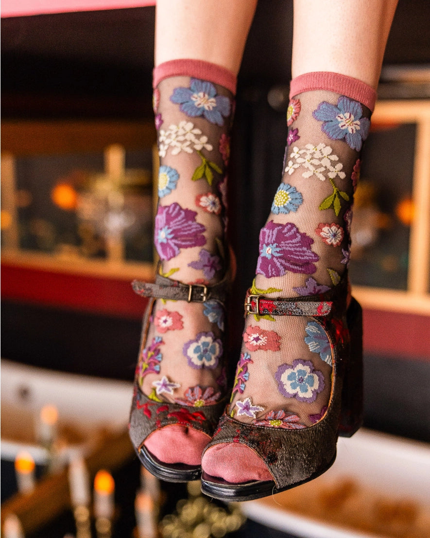 Sock Candy - Dark Florals Sheer Sock
