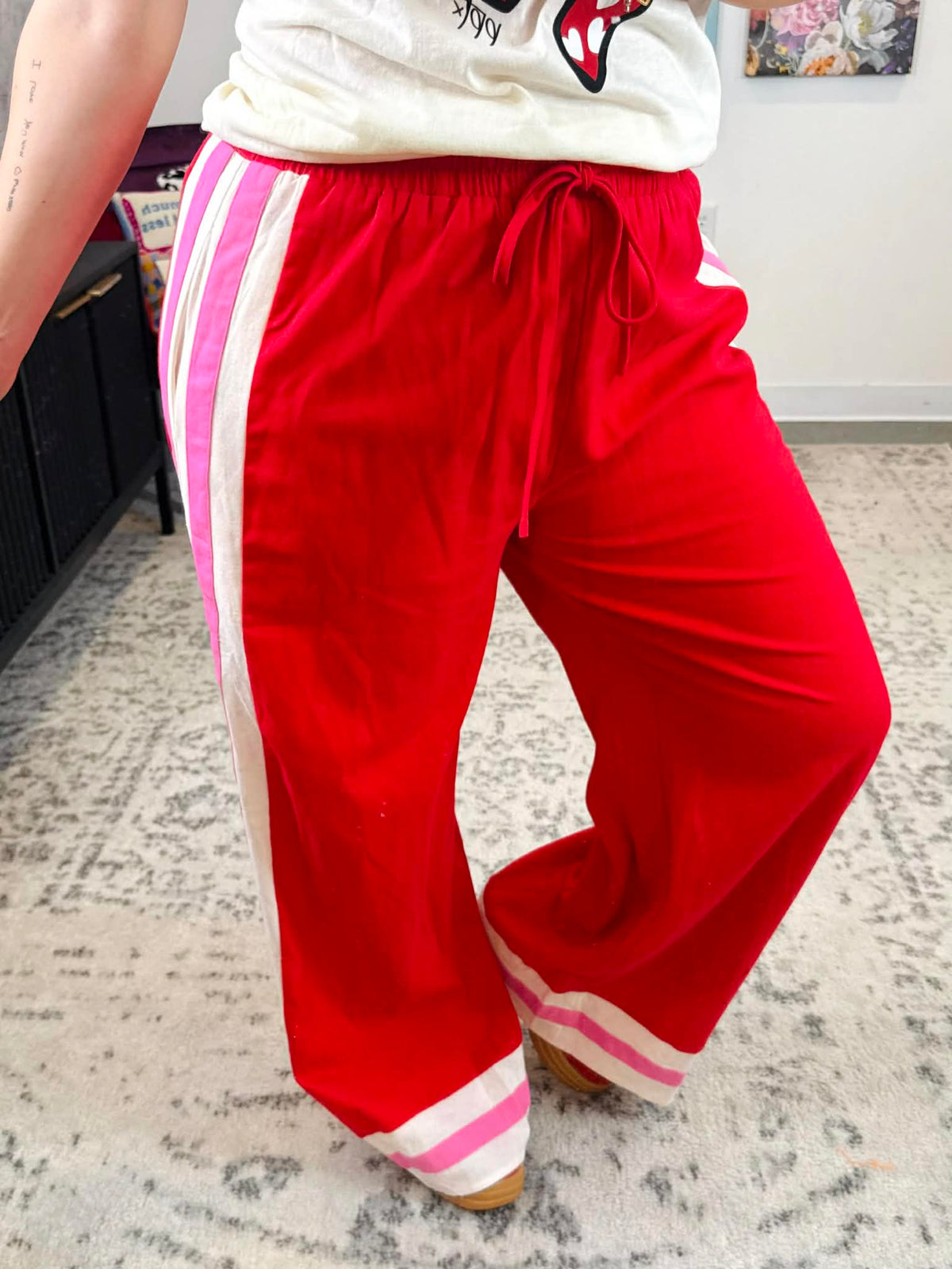 Frame Walk Wide-Leg Pants in Red {S-L} - KaraMarie