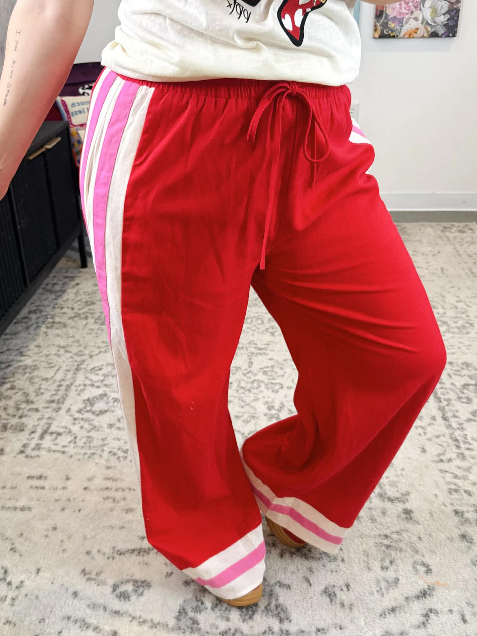 Frame Walk Wide-Leg Pants in Red {S-L} - KaraMarie