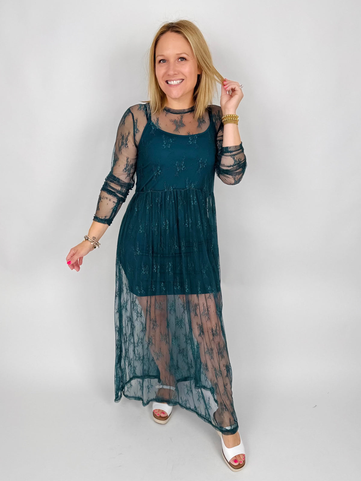 Blakeley Evangeline Lace Dress - Teal {XS-2X}