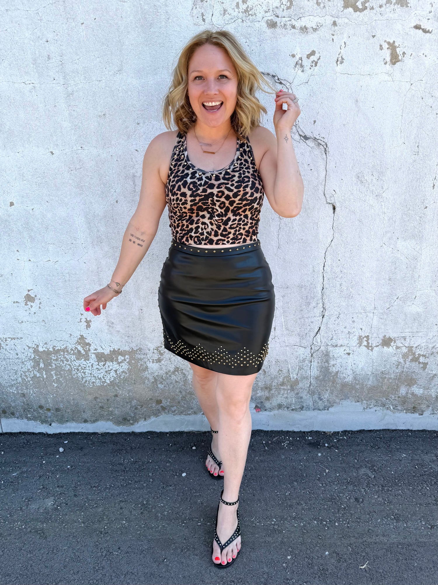 Studded V-Neck Brami - Leopard {S/M-2X/3X}