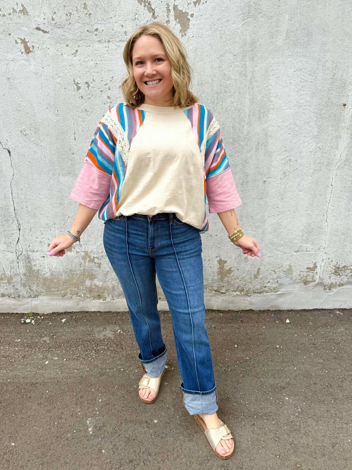 Happy Threads Top in Natural {S-L} - KaraMarie