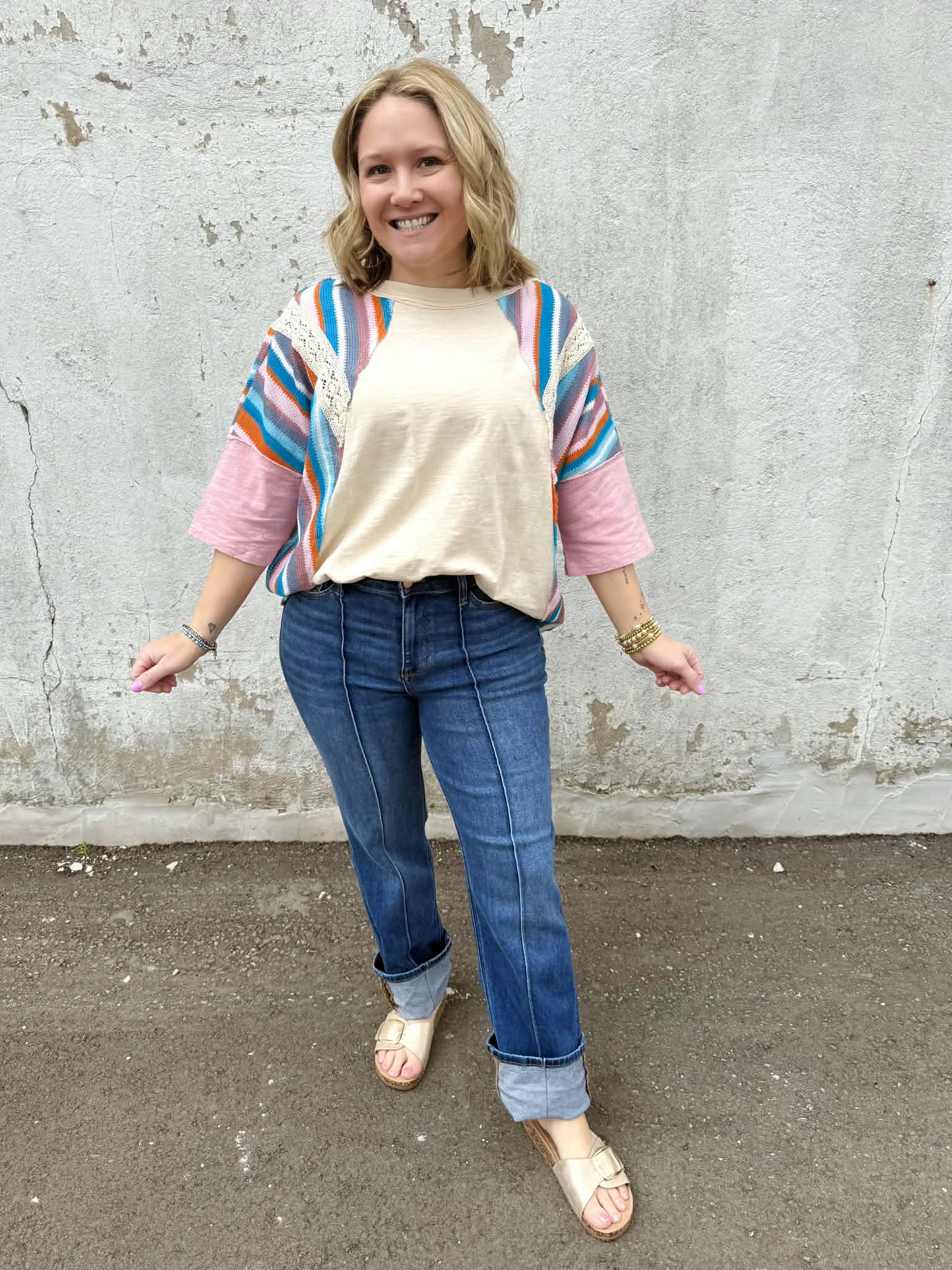 Happy Threads Top in Natural {S-L} - KaraMarie