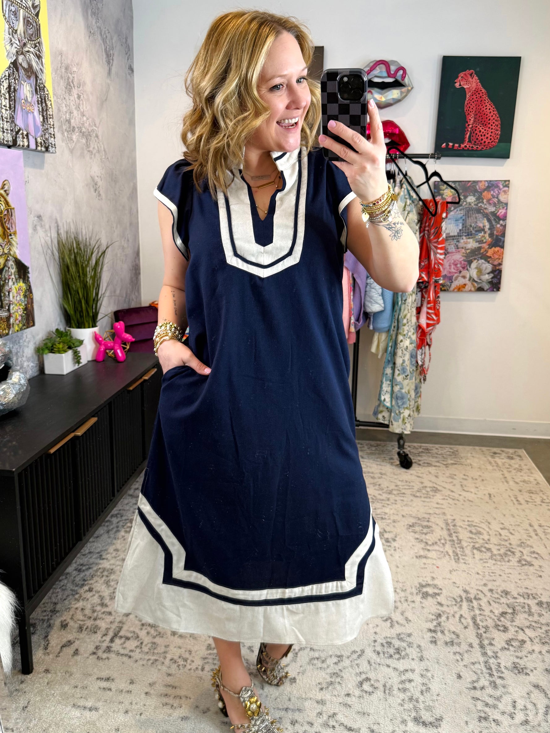 Framed Ease Linen Dress {S-L} - KaraMarie