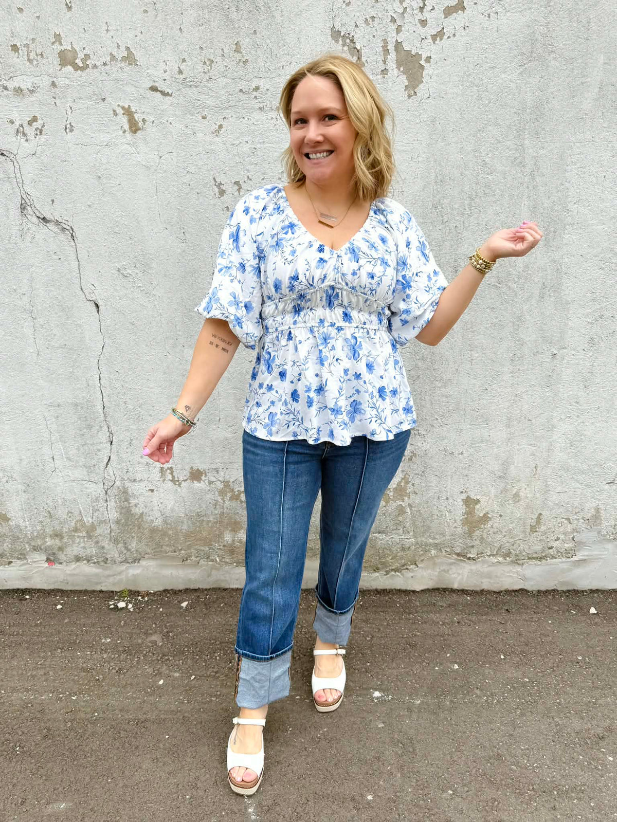 Petal Charm Peplum Blouse {S-3X} - KaraMarie