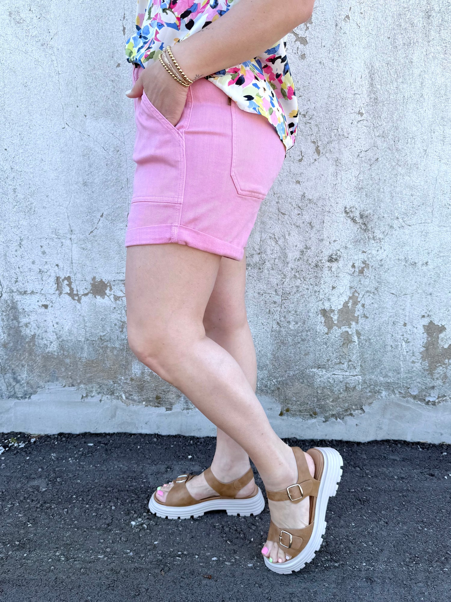 Judy Blue Pink Lemonade Cuffed Shorts {S-XL}