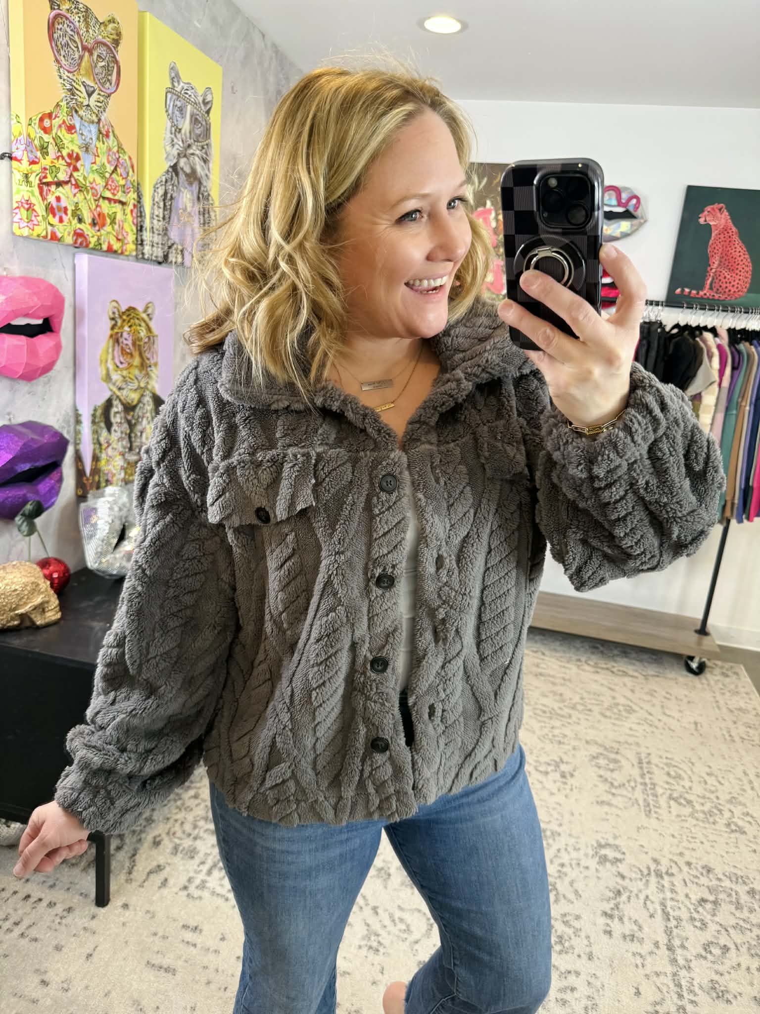 Jess Shacket in Grey {S-2X} - KaraMarie