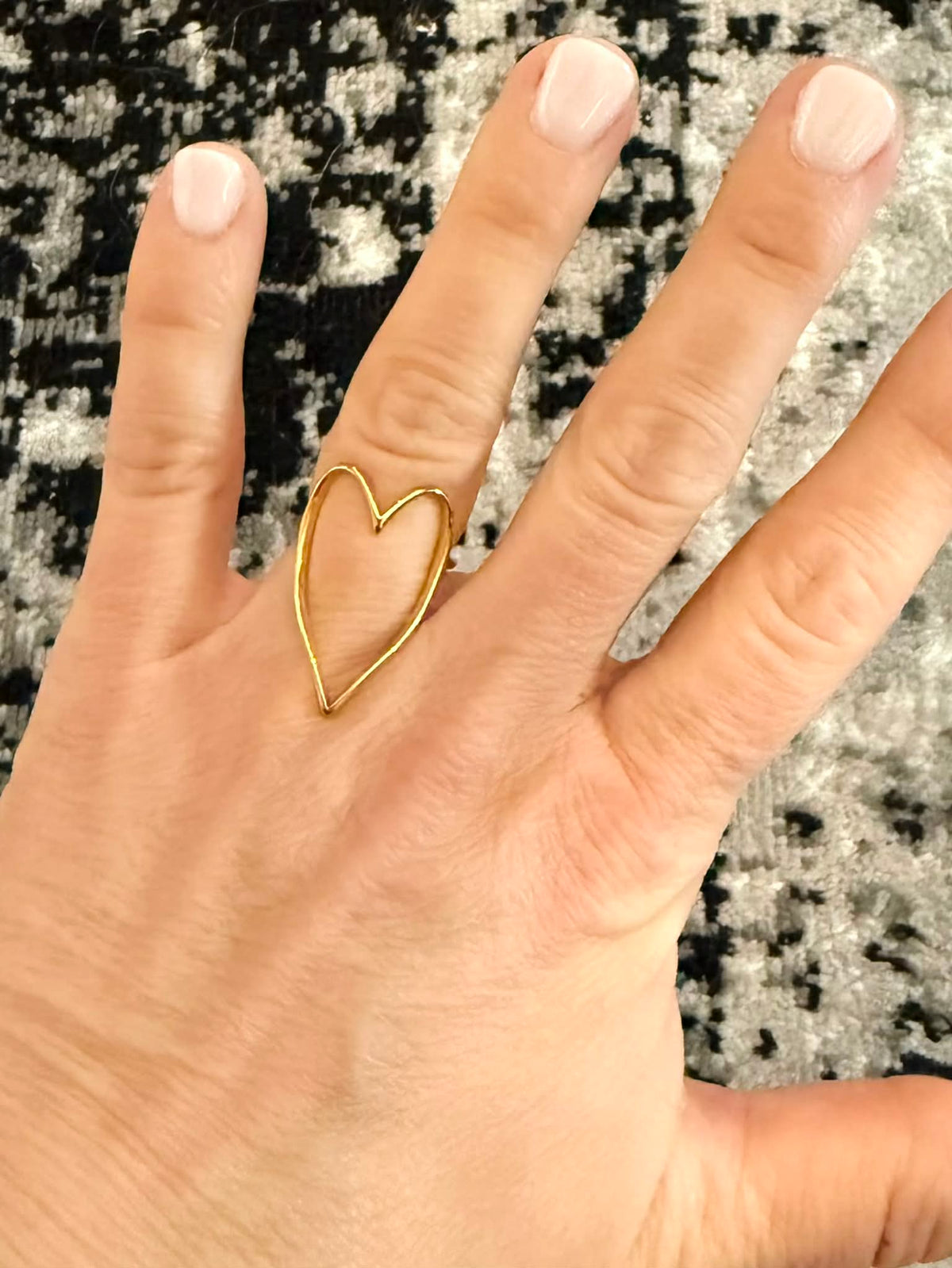 Large Hollow Heart Ring in Gold or Silver Metal {Waterproof Jewelry} - KaraMarie