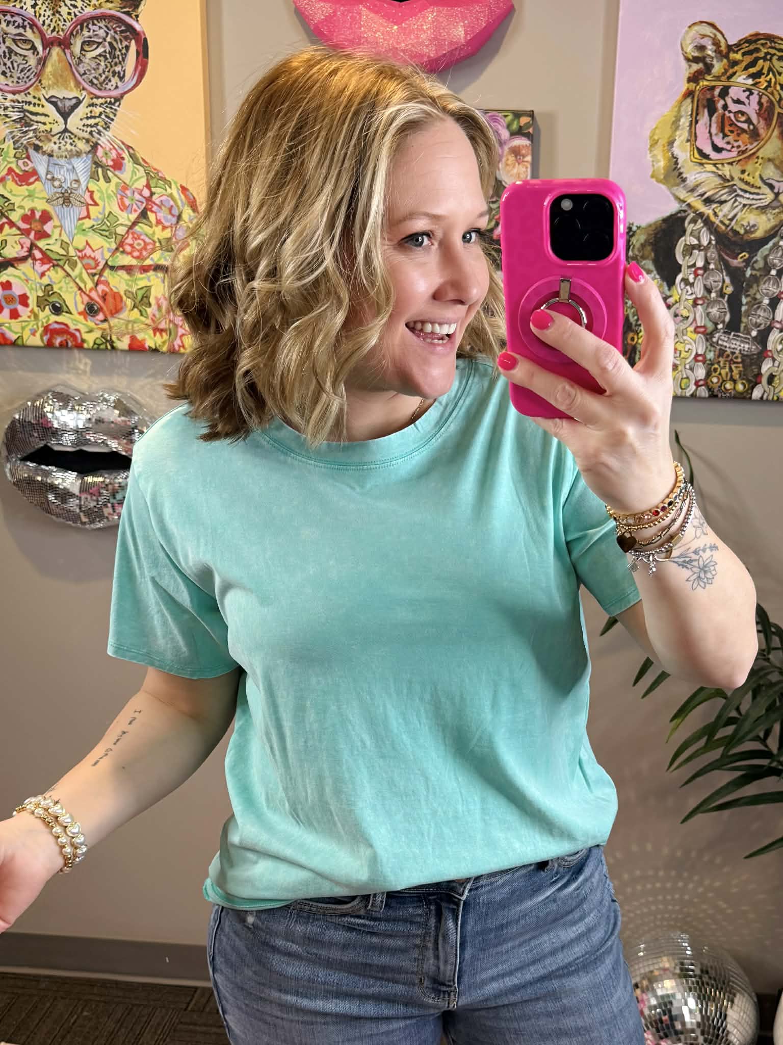 Vintage Fade Short Sleeve Top - Mint {S-3X} - KaraMarie