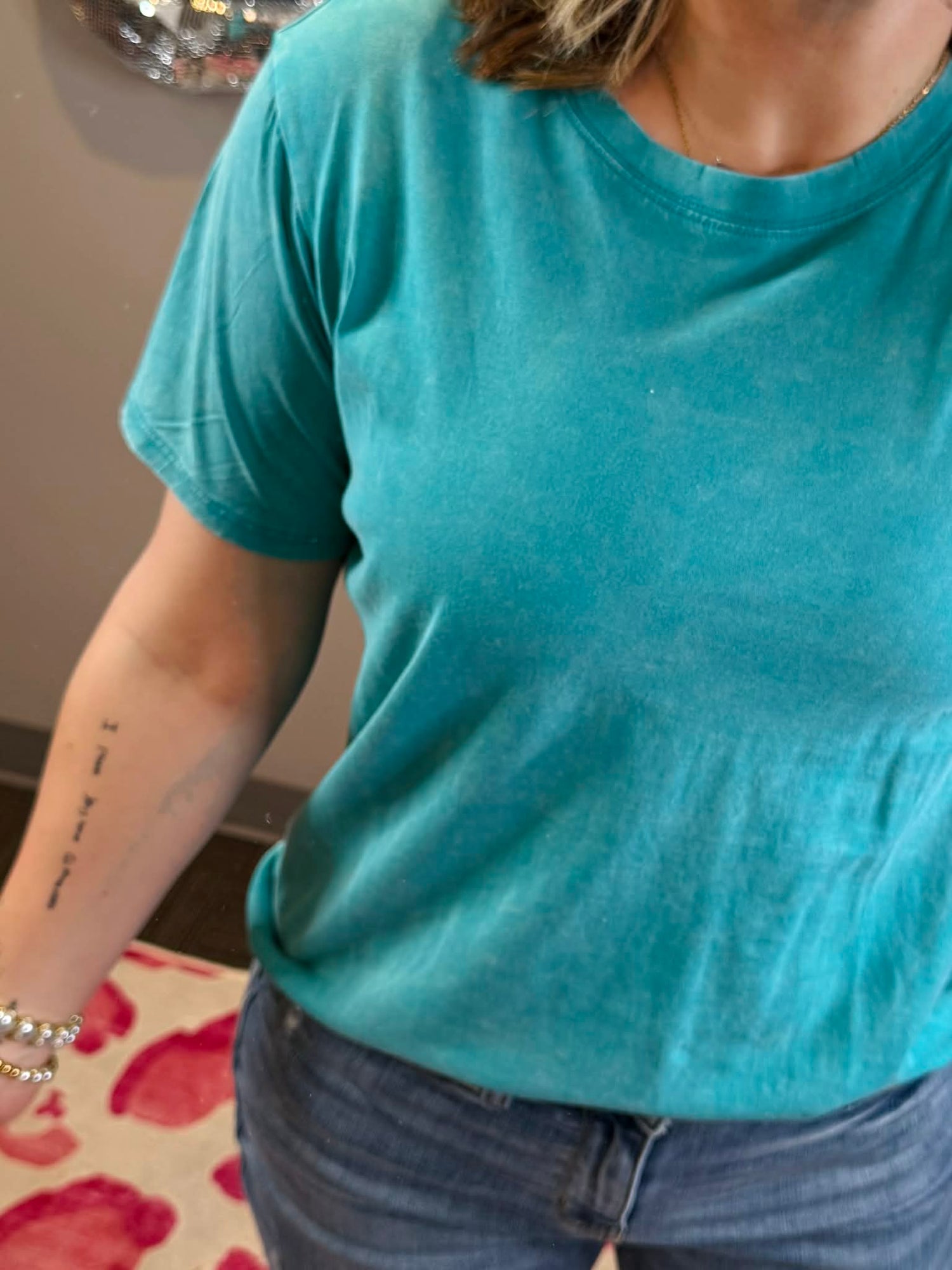 Vintage Fade Short Sleeve Top - Light Teal {S-3X}