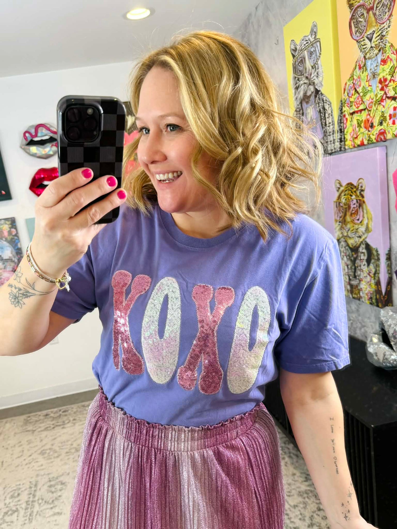 Sequin XOXO Tee {S-2X} - KaraMarie