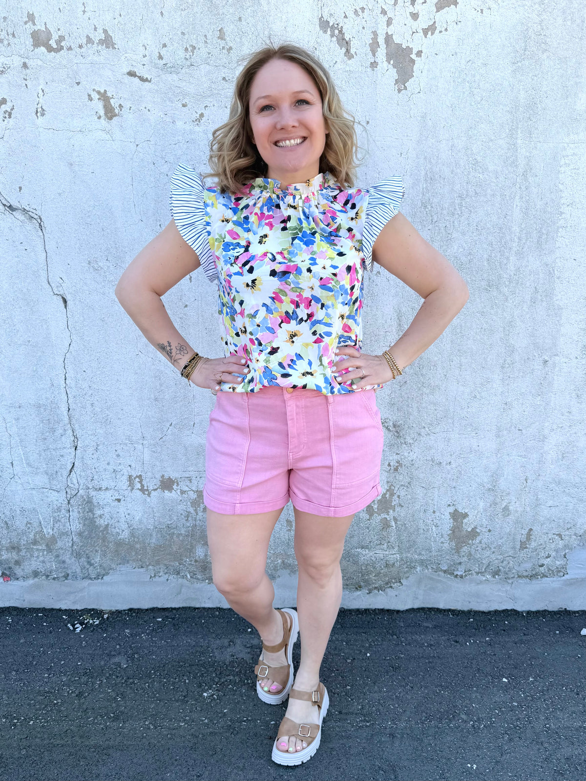 Garden Party Ruffle Sleeve Top in Hot Pink {S-L} - KaraMarie