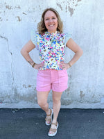 Garden Party Ruffle Sleeve Top in Hot Pink {S-L} - KaraMarie