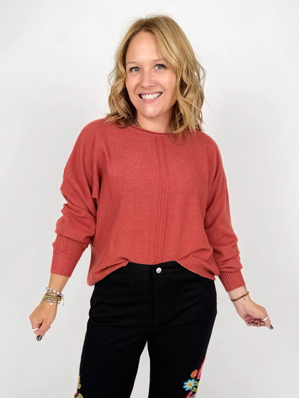 The Seamline Sweater - Rust {S-3X}